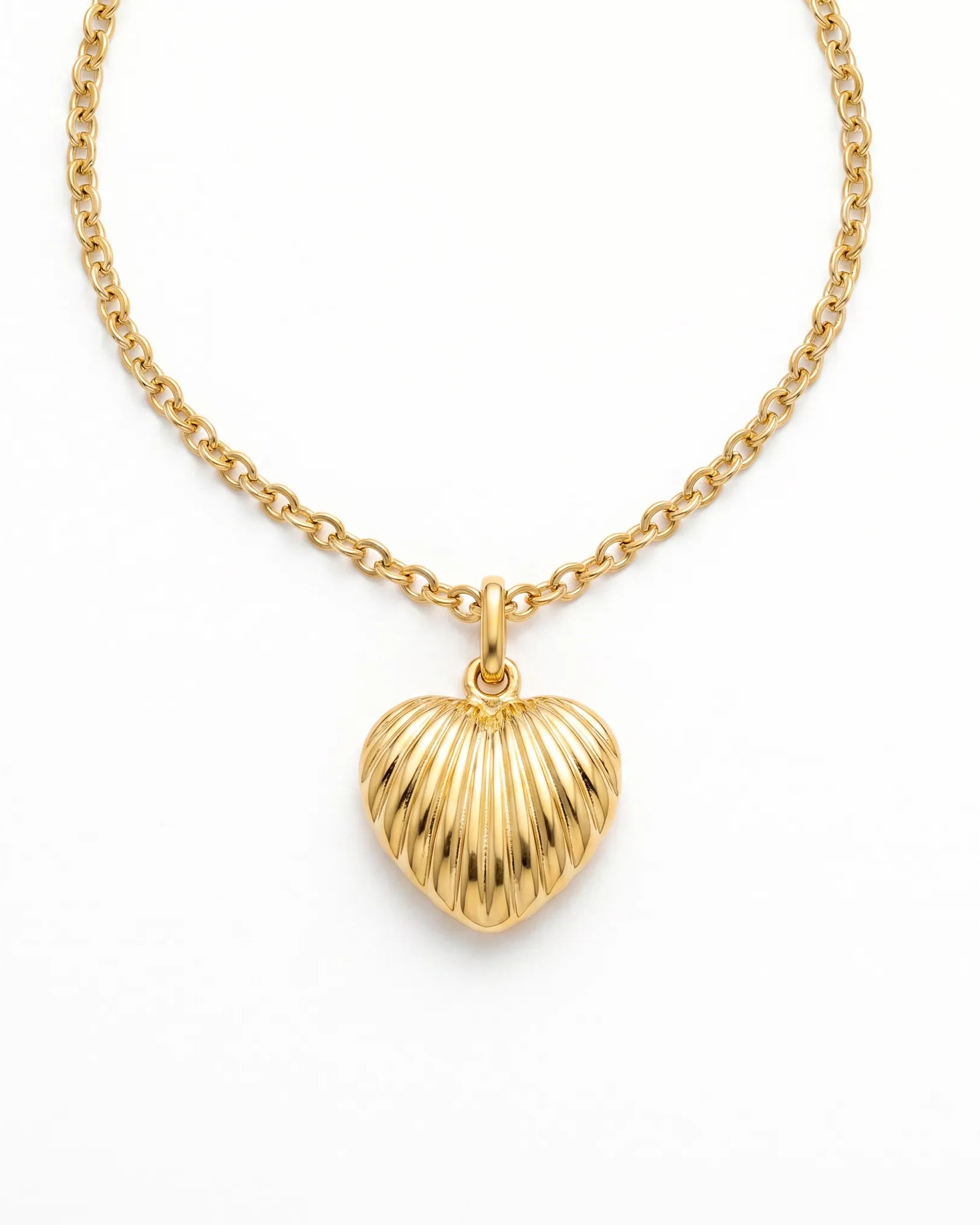Necklace Ribbed Heart Necklace HBD Ribbed Heart Necklace