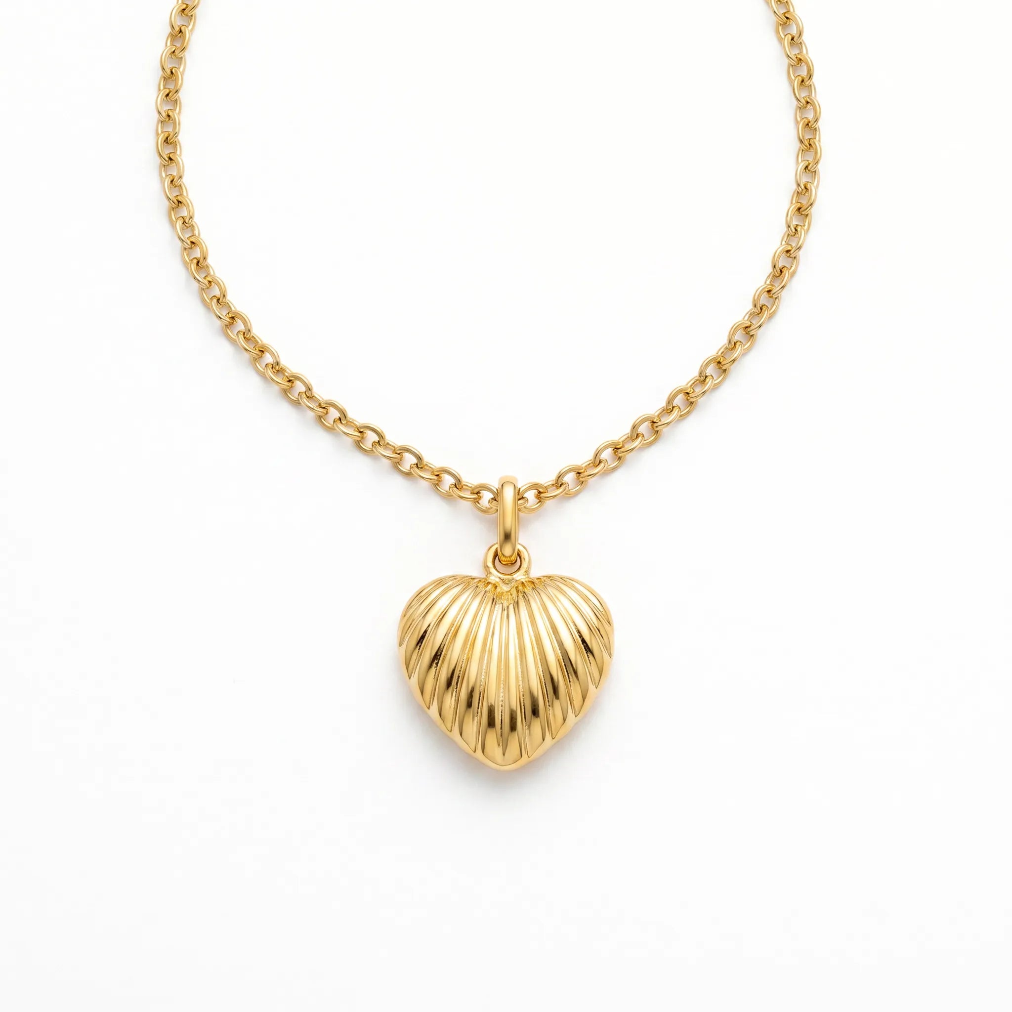 Necklace Ribbed Heart Necklace HBD Ribbed Heart Necklace