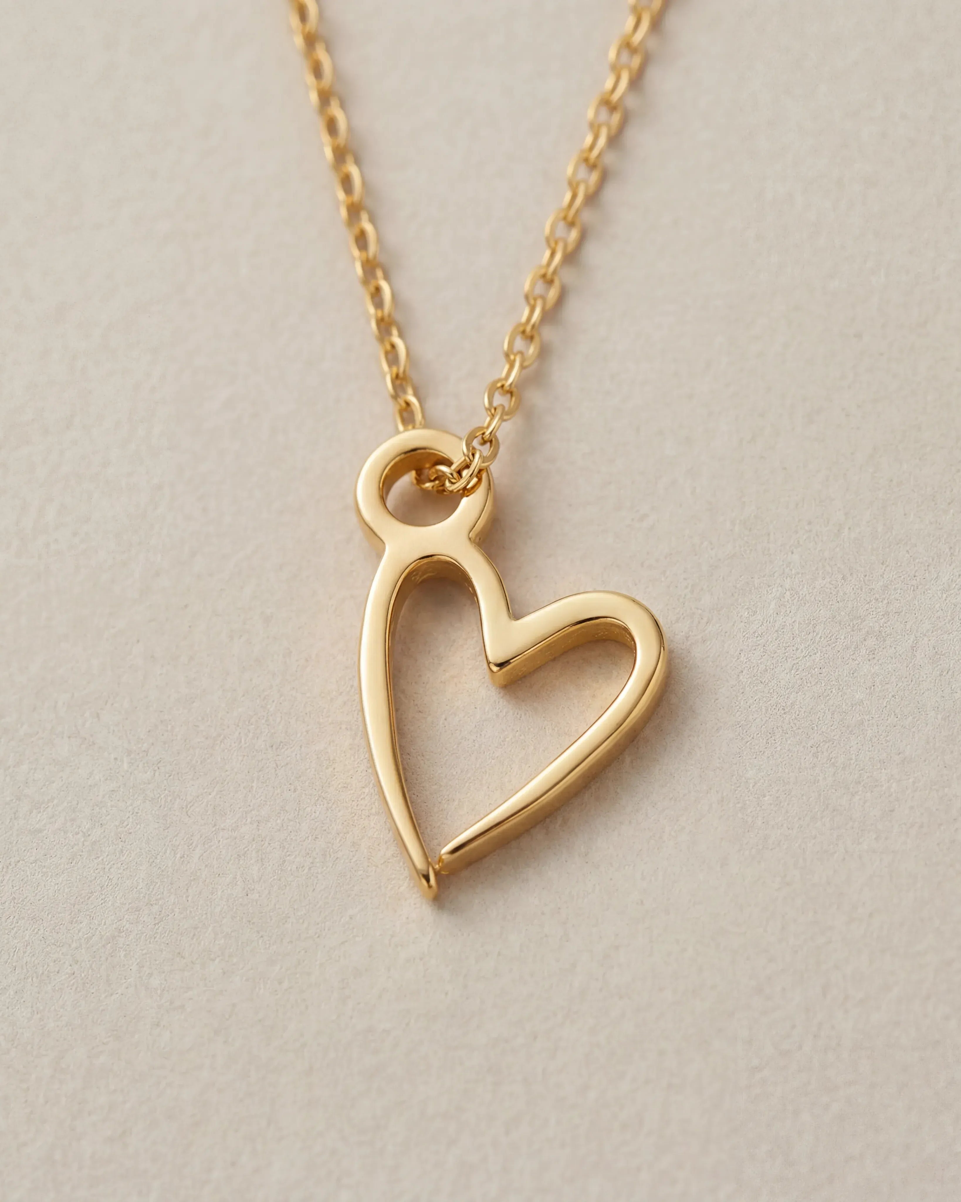Necklace Signature Heart Necklace HBD Signature Heart Necklace in Gold or Silver – Dainty Open-Heart Pendant, 15"–20"