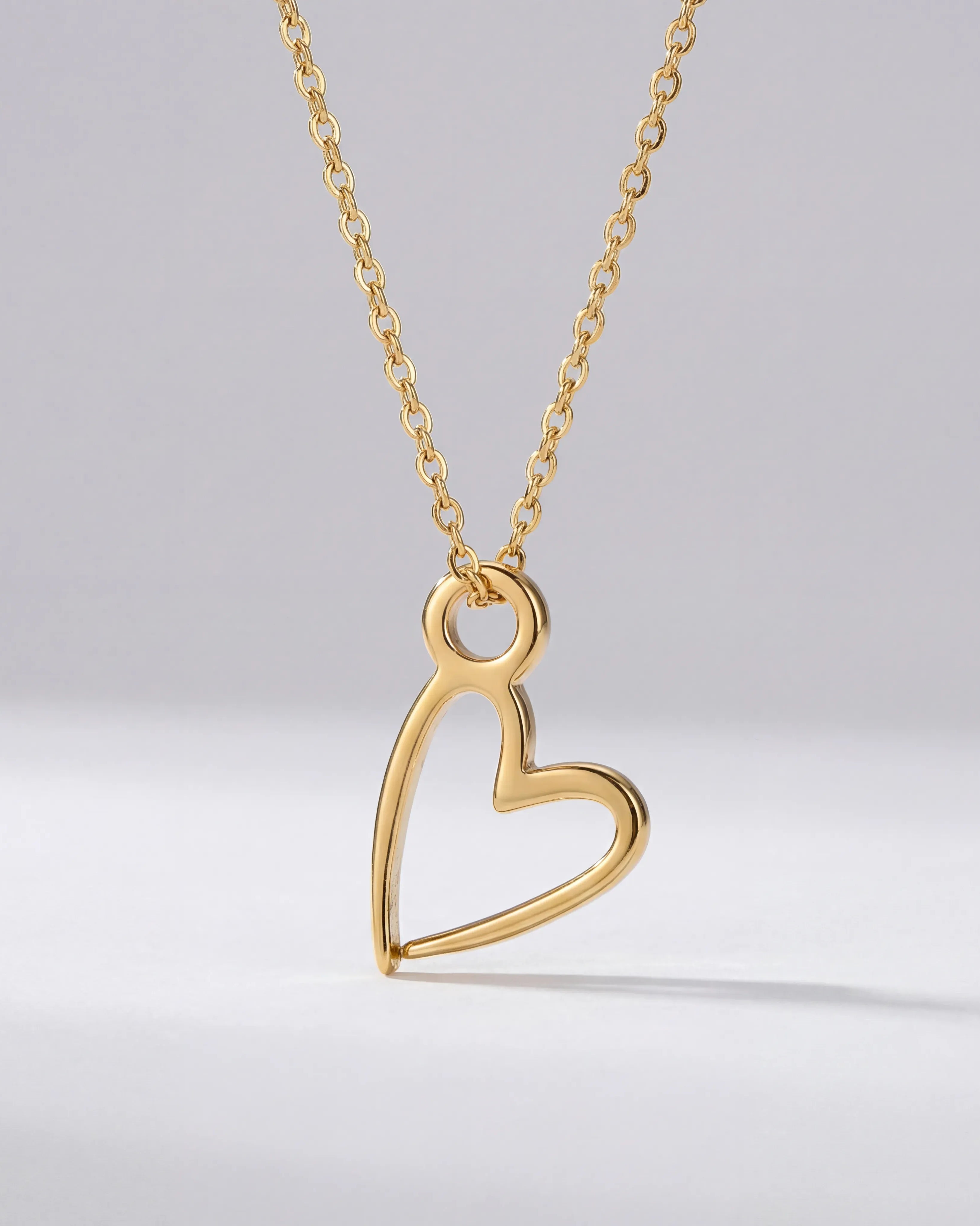 Necklace Signature Heart Necklace HBD Signature Heart Necklace in Gold or Silver – Dainty Open-Heart Pendant, 15"–20"