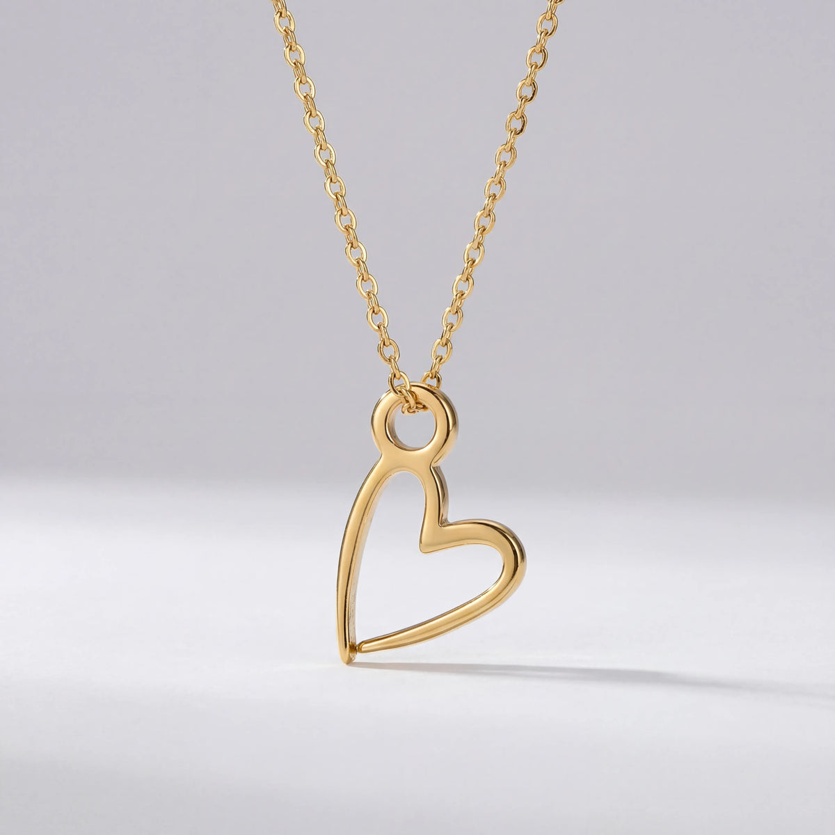 Kids Heart Necklace in Gold or Silver – Dainty Open Heart Pendant – 12"–16"