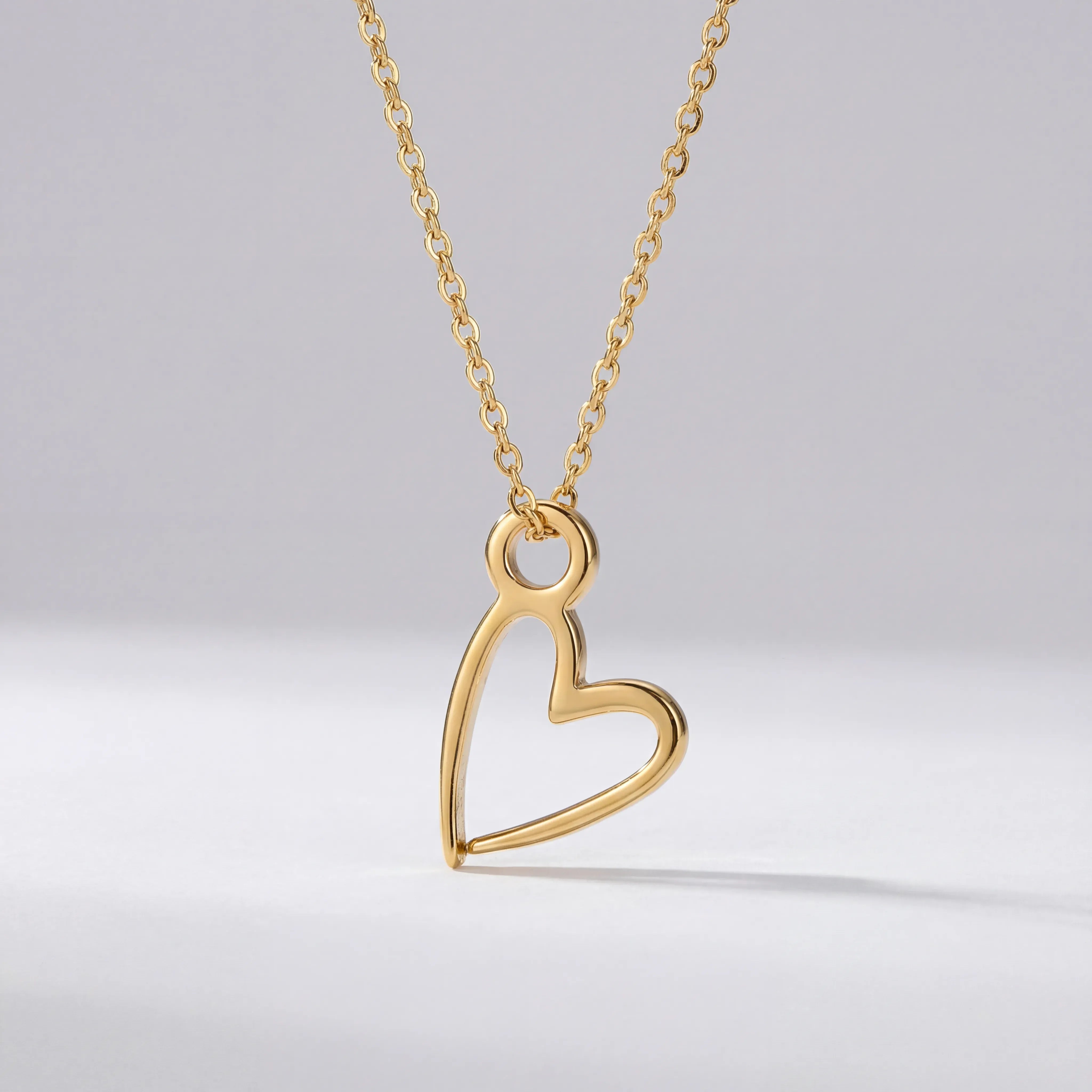 Necklace Signature Heart Necklace HBD Signature Heart Necklace in Gold or Silver – Dainty Open-Heart Pendant, 15"–20"