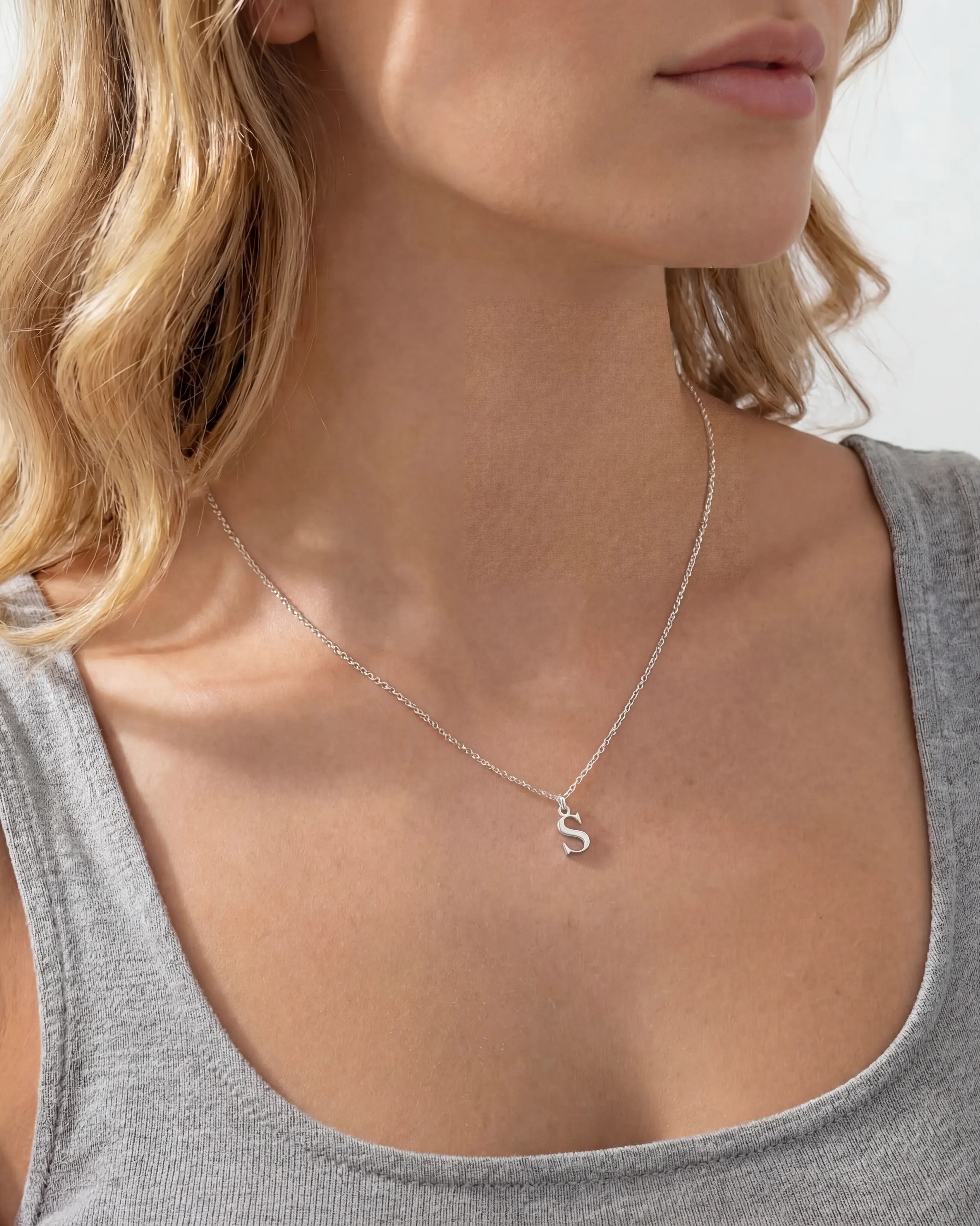 Necklace Single Initial Necklace HBD Single Initial Necklace in 18ct Gold, Sterling Silver or Gold Vermeil