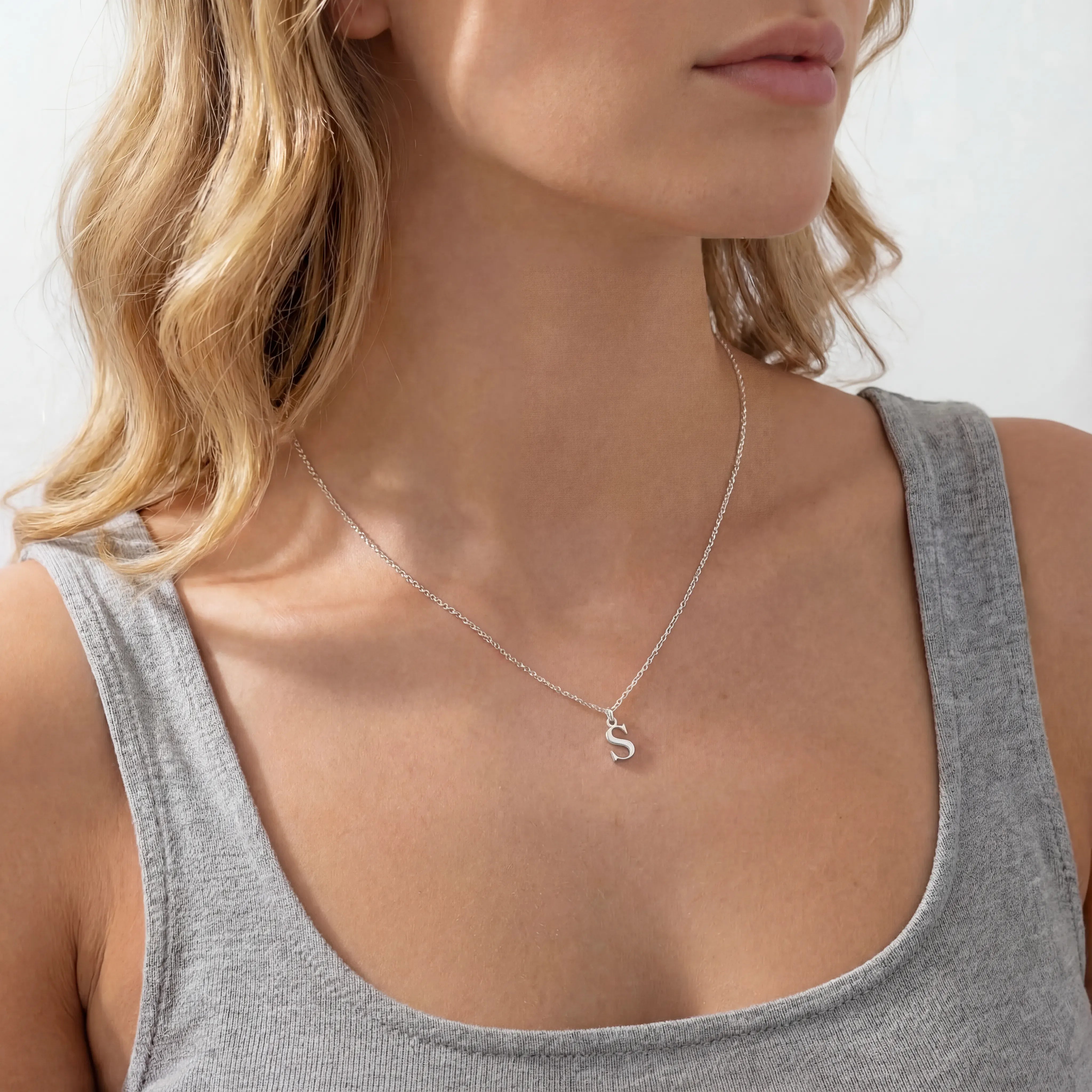 Necklace Single Initial Necklace HBD Single Initial Necklace in 18ct Gold, Sterling Silver or Gold Vermeil