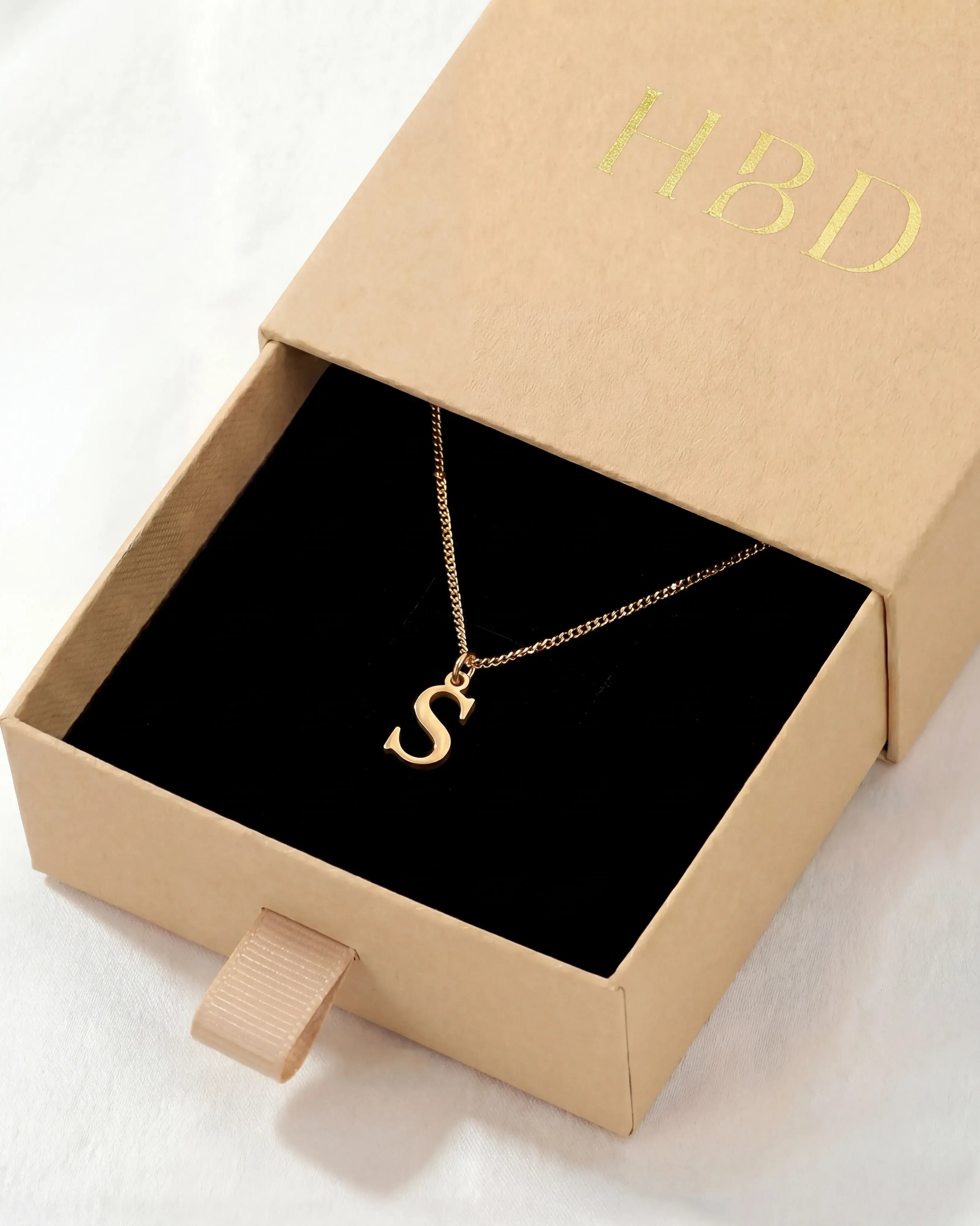 Necklace Single Initial Necklace HBD Single Initial Necklace in 18ct Gold, Sterling Silver or Gold Vermeil