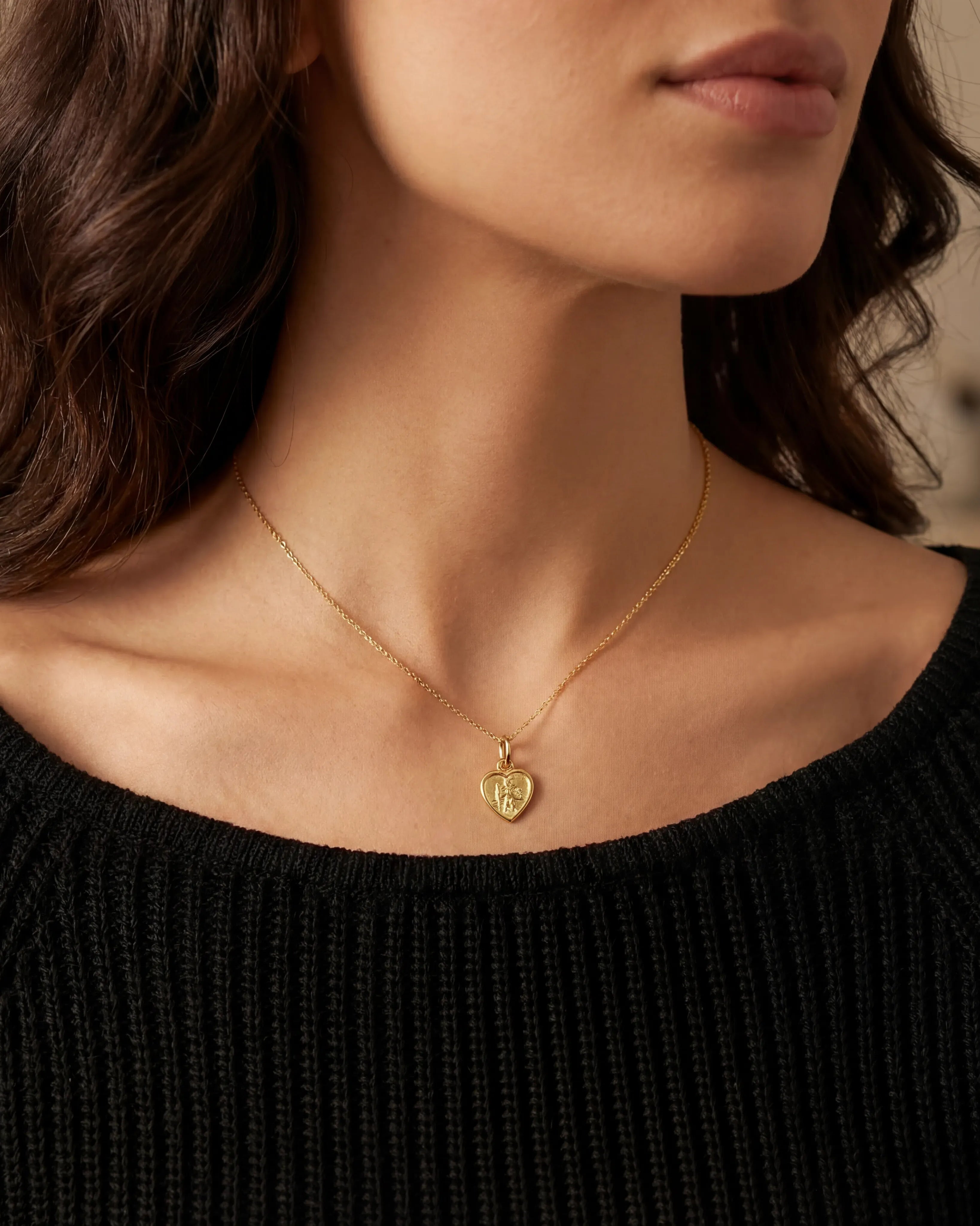 Necklace St Christopher Heart Necklace HBD St Christopher Heart Necklace in Gold or Silver – Protective Pendant – 15-21 Inch Chain