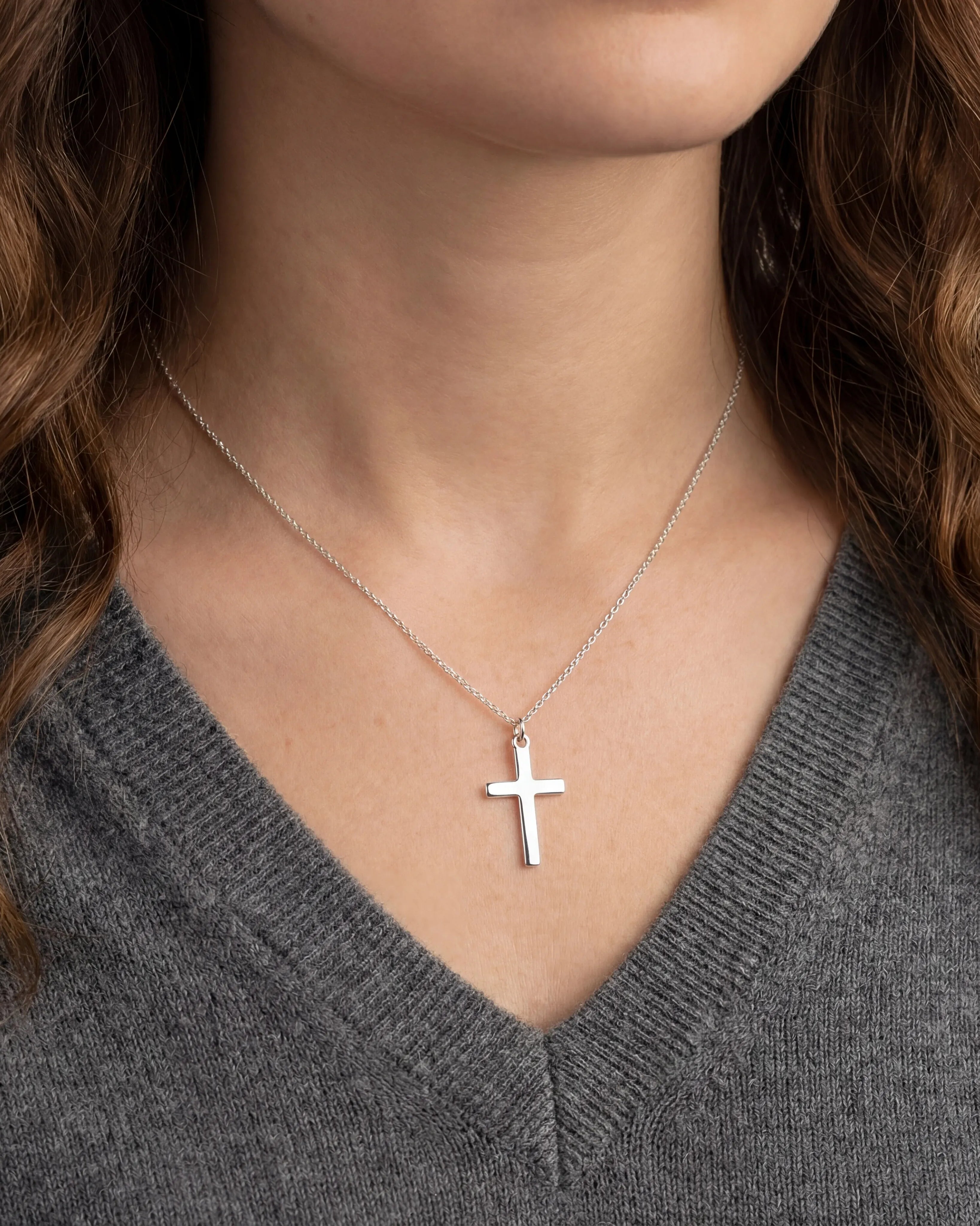 Necklace Vertical Cross Necklace HBD Vertical Cross Necklace in Gold, Silver or Vermeil – Custom Pendant with Charm Options