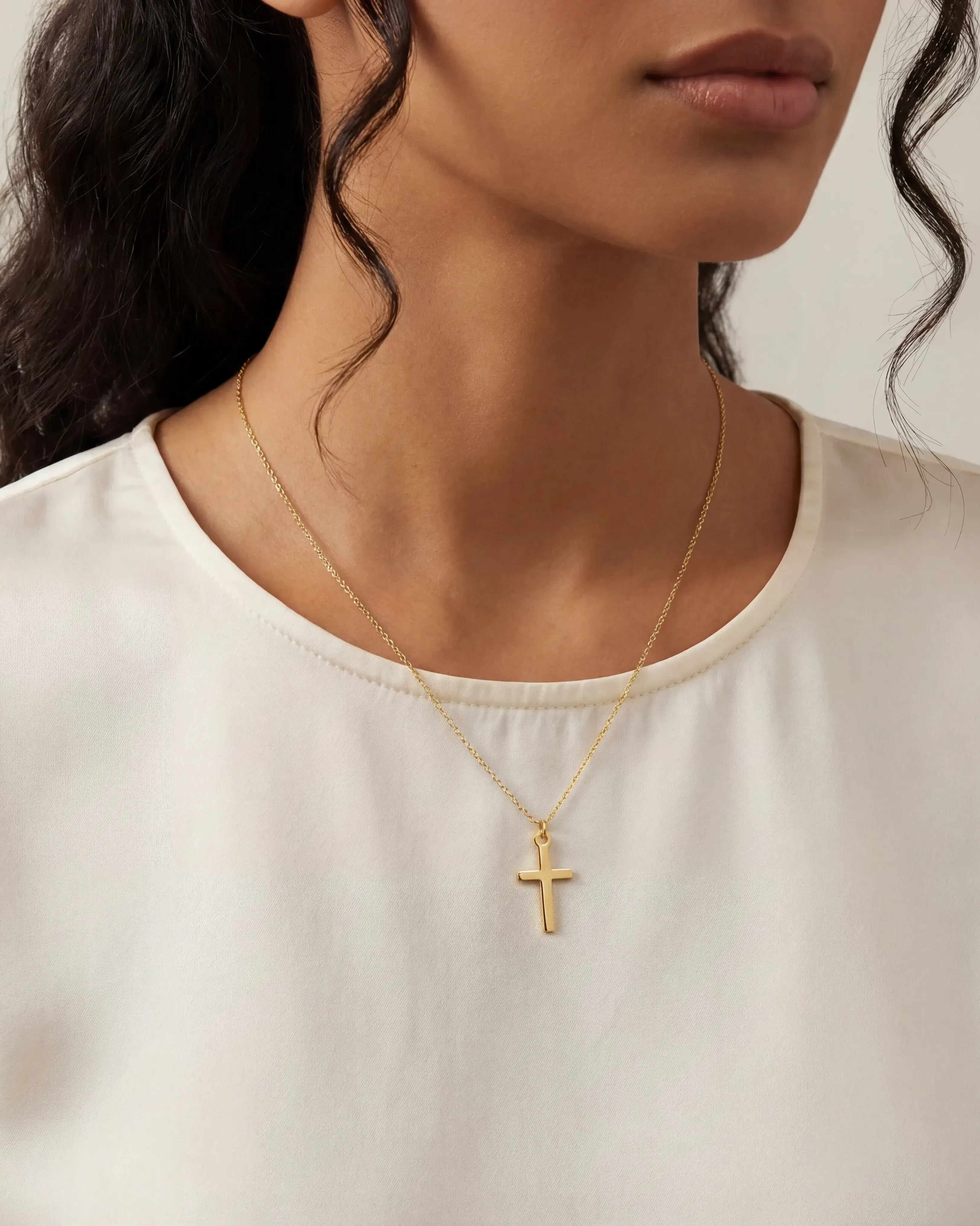 Necklace Vertical Cross Necklace HBD Vertical Cross Necklace in Gold, Silver or Vermeil – Custom Pendant with Charm Options