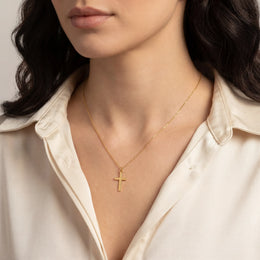 Vertical Cross Necklace in Gold, Silver & Vermeil | HBD