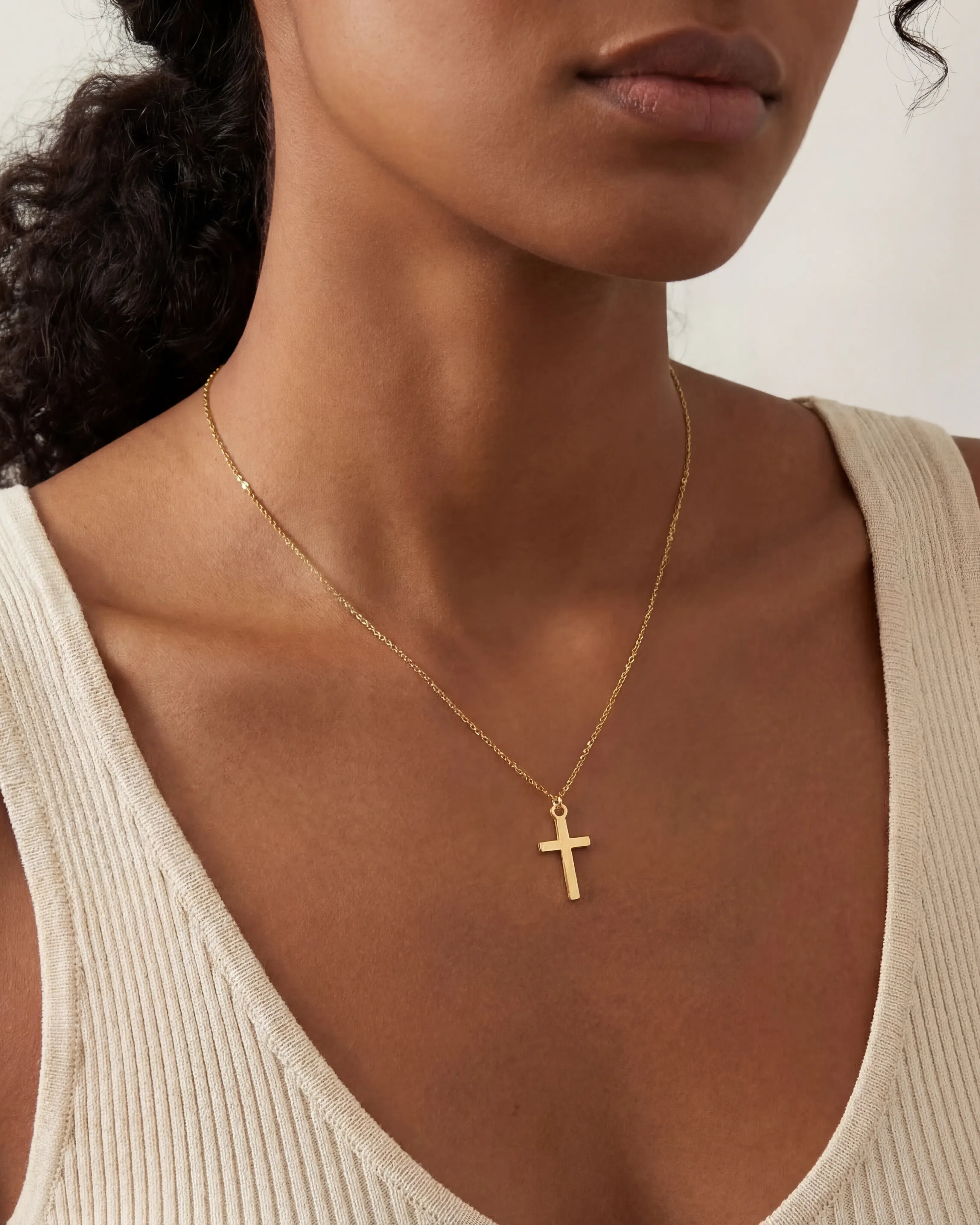 Necklace Vertical Cross Necklace HBD Vertical Cross Necklace in Gold, Silver or Vermeil – Custom Pendant with Charm Options