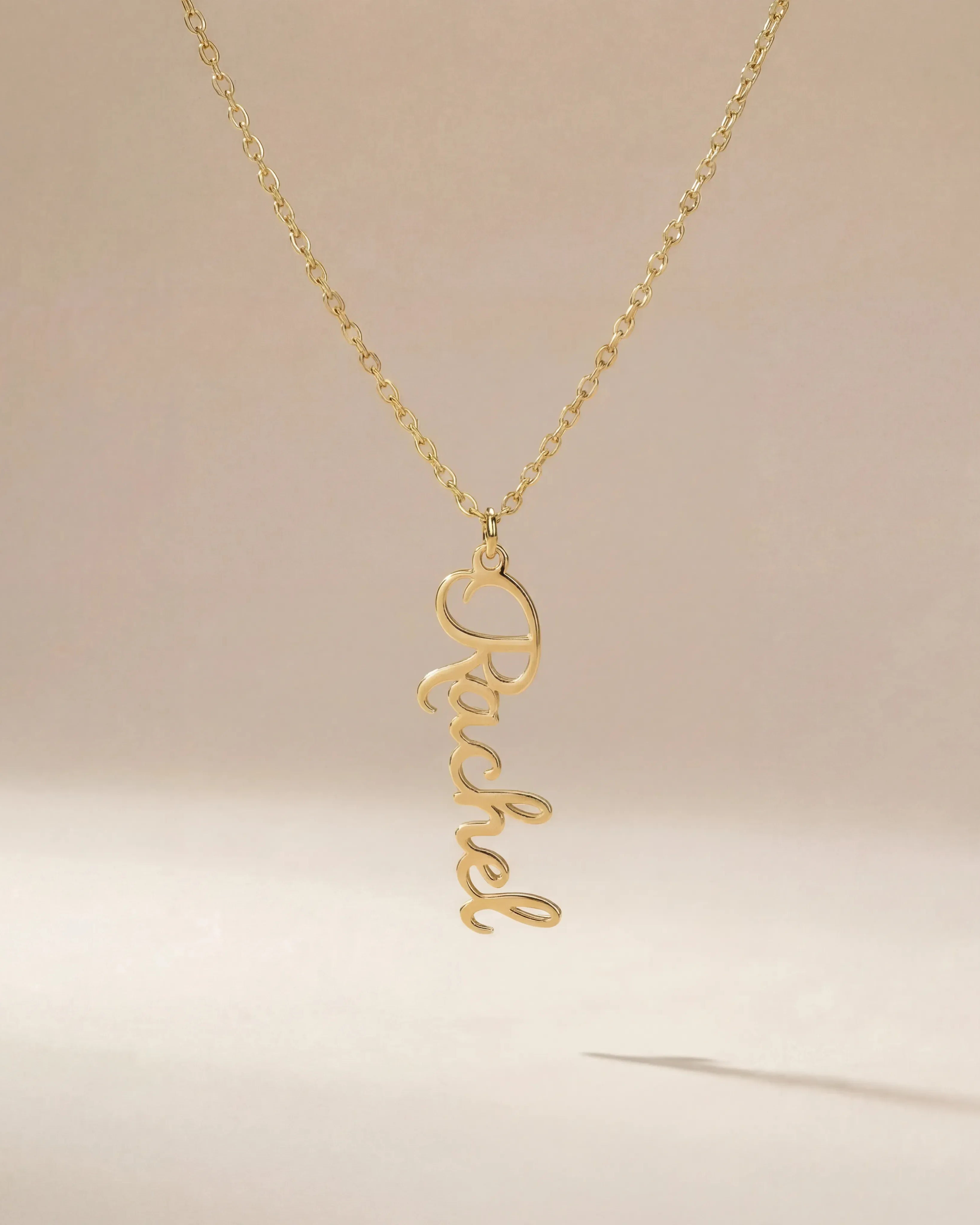 Necklace Vertical Name Necklace HBD Vertical Name Necklace Available in Gold, Silver, Vermeil & Solid Silver