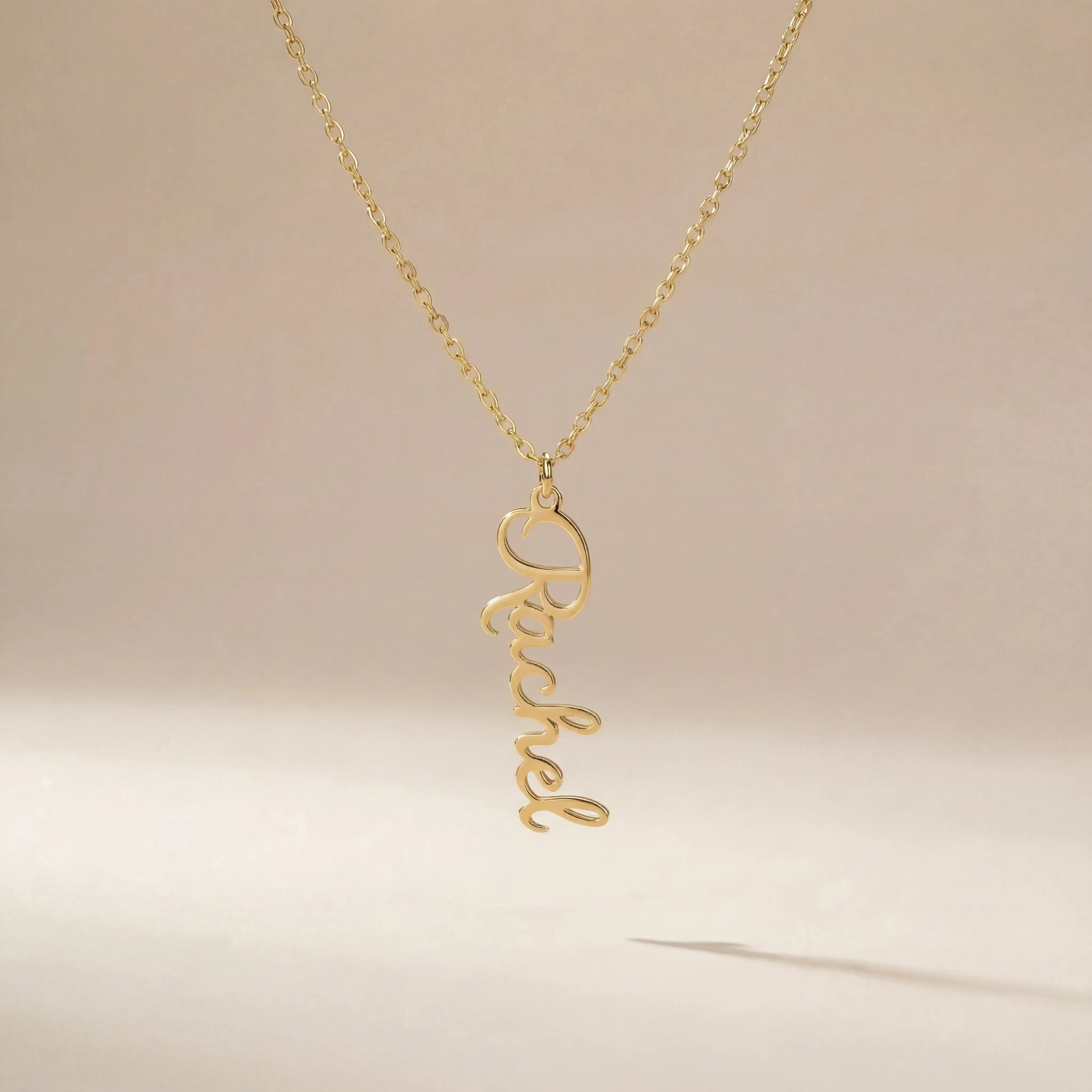 Necklace Vertical Name Necklace HBD Vertical Name Necklace Available in Gold, Silver, Vermeil & Solid Silver