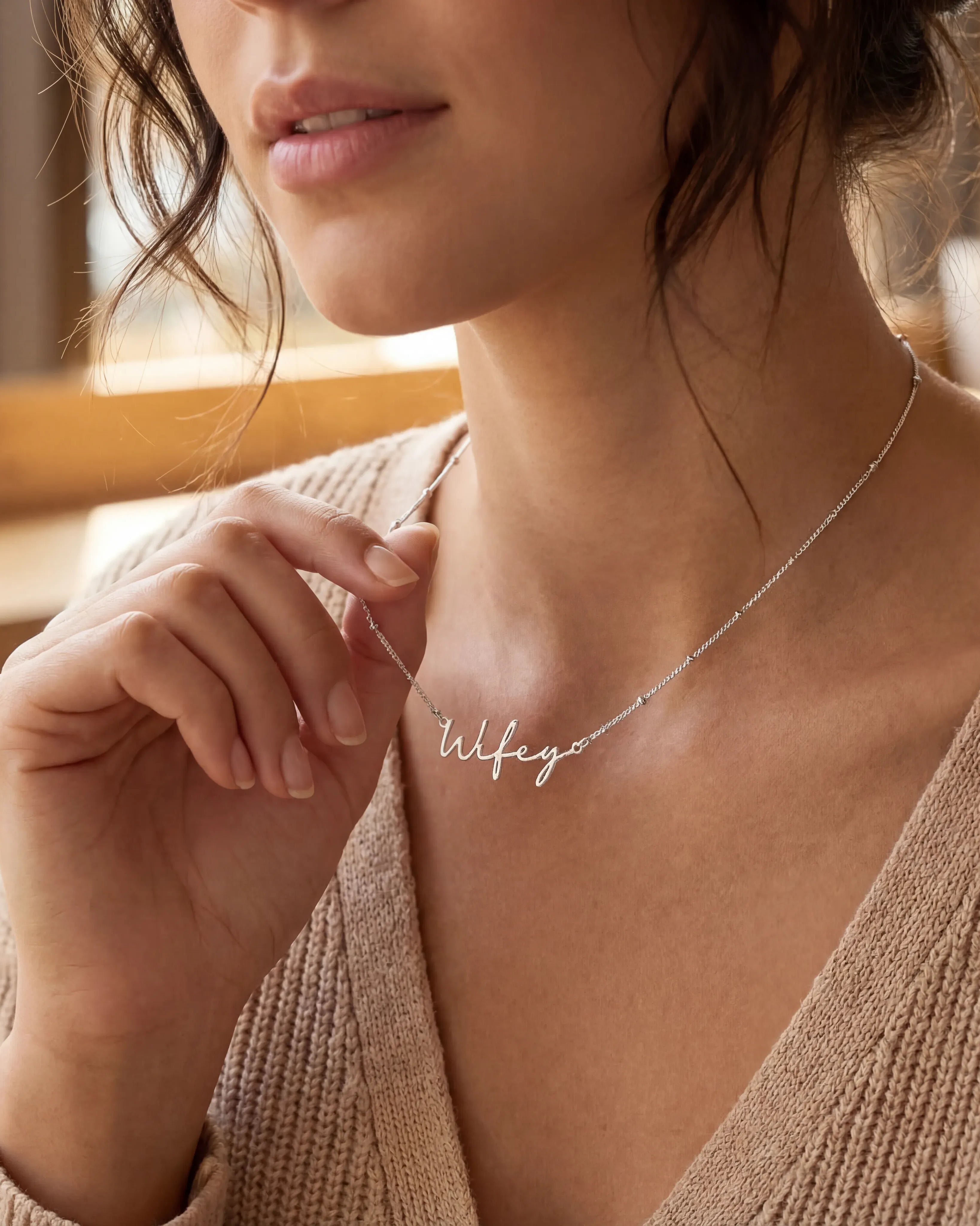 Necklace Wifey Necklace HBD Wifey Necklace | Chain for Wife | Necklace for Her | Present in Gold & Silver