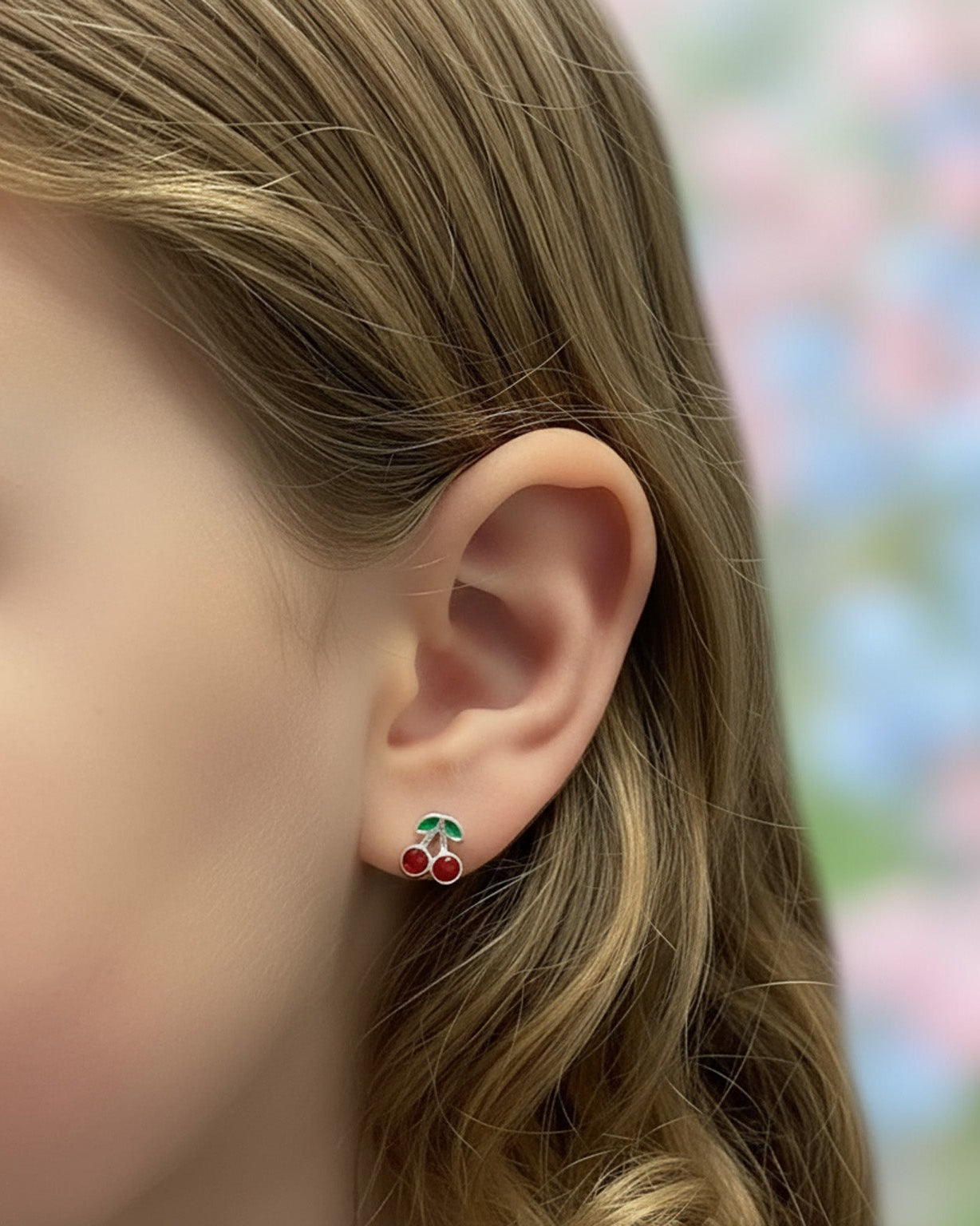 Sterling Silver Earrings Kids Cherry Stud Earrings Noa & Nellie Kids Sterling Silver Cherry Earrings – Fun Children’s Jewellery Gift