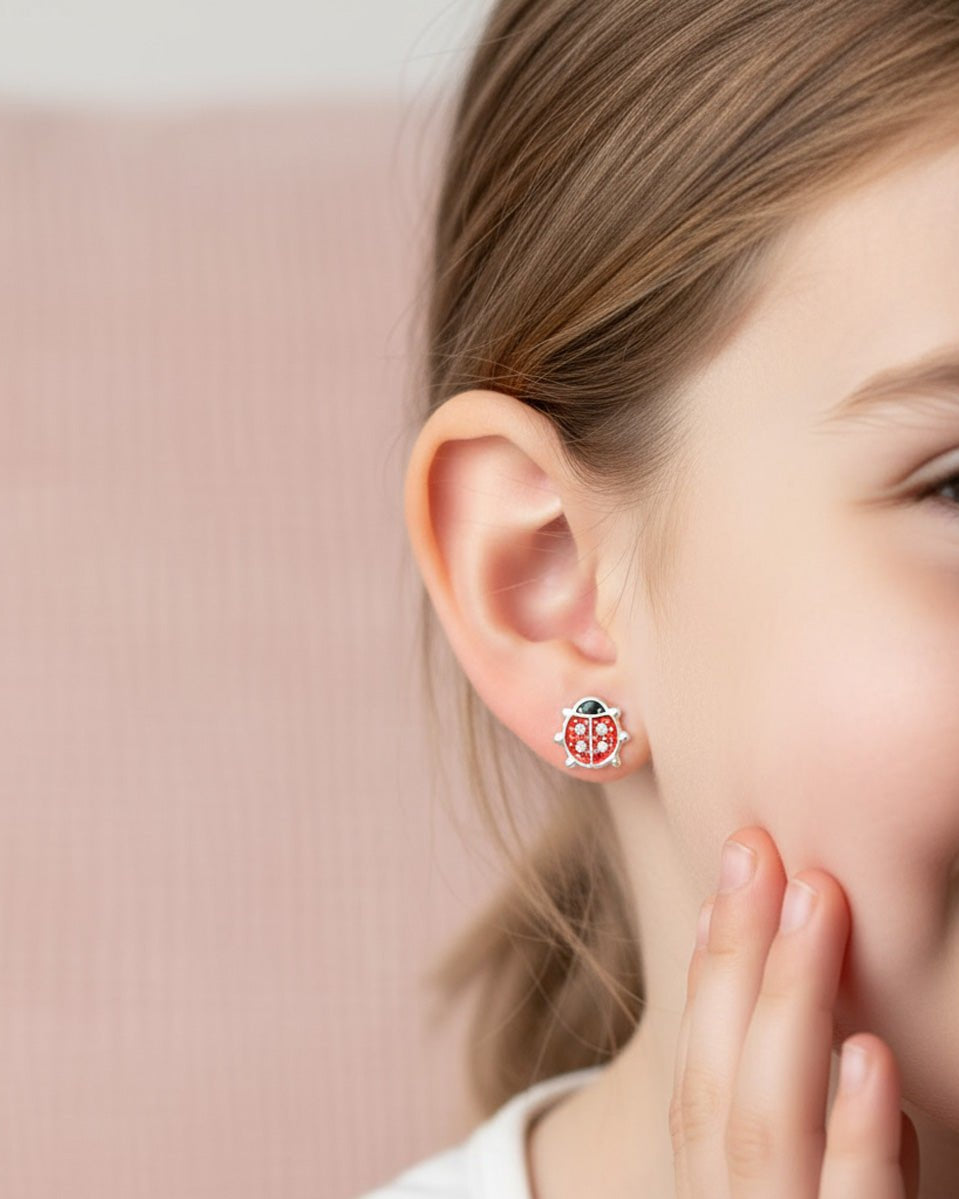 Sterling Silver Earrings Kids Ladybird Stud Earrings Noa & Nellie Sterling Silver Kids Ladybird Stud Earrings – Children’s Jewellery by Noa & Nellie