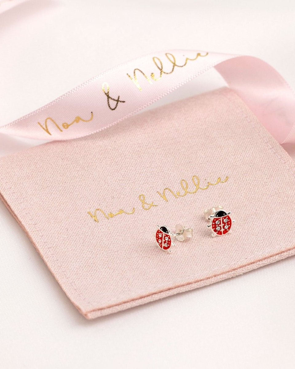 Sterling Silver Kids Ladybird Stud Earrings – Children’s Jewellery by Noa & Nellie