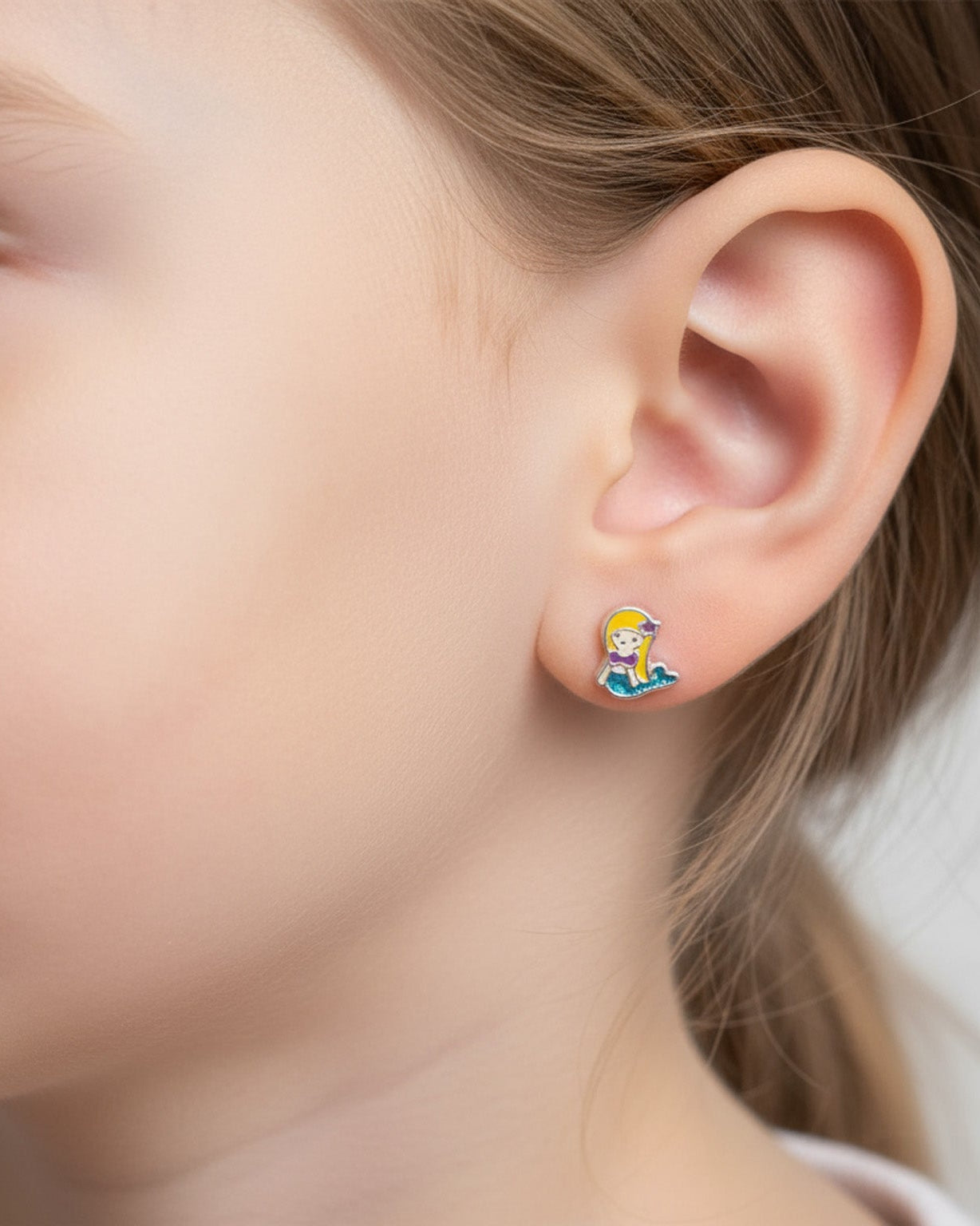 Sterling Silver Earrings Kids Mermaid Stud Earrings Noa & Nellie Mermaid Stud Earrings for Kids – Sterling Silver Children’s Jewellery by Noa & Nellie