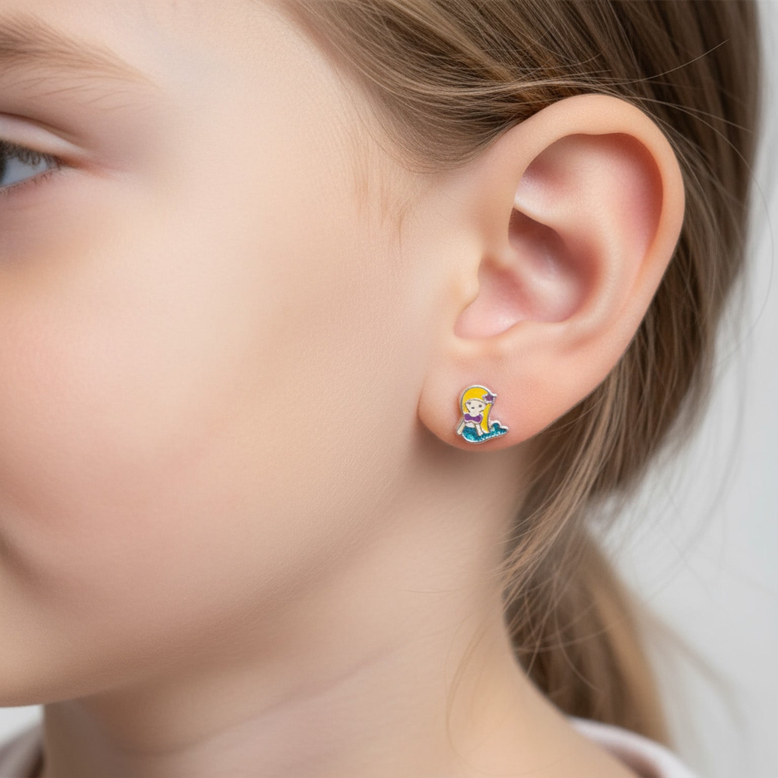 Noa & Nellie Earrings Sterling Silver Kids Mermaid Stud Earrings