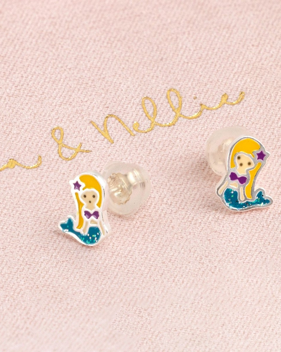 Noa & Nellie Earrings Sterling Silver Kids Mermaid Stud Earrings