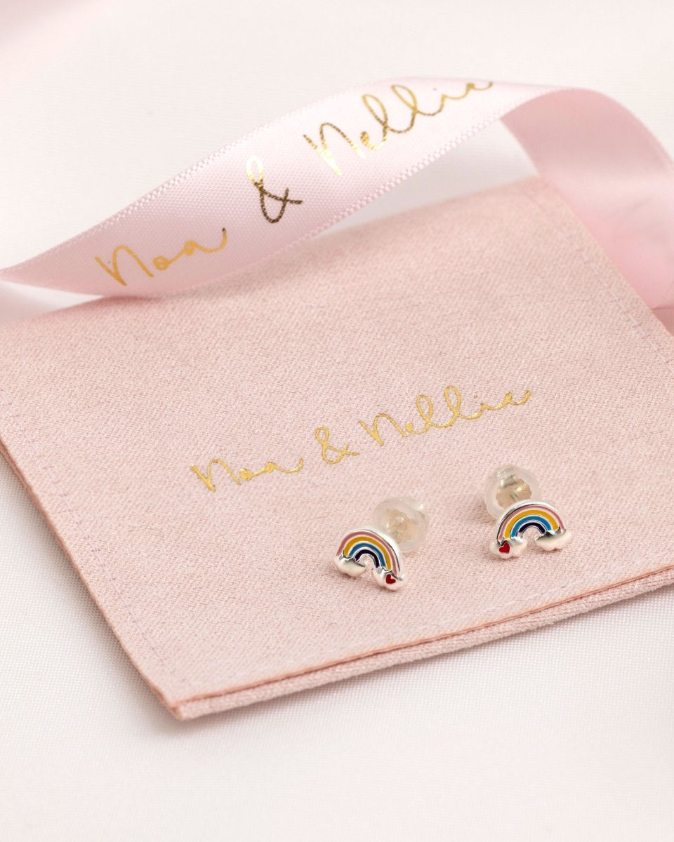 Sterling Silver Earrings Kids Rainbow Stud Earrings Noa & Nellie Sterling Silver Kids Rainbow Stud Earrings – Children’s Jewellery by Noa & Nellie