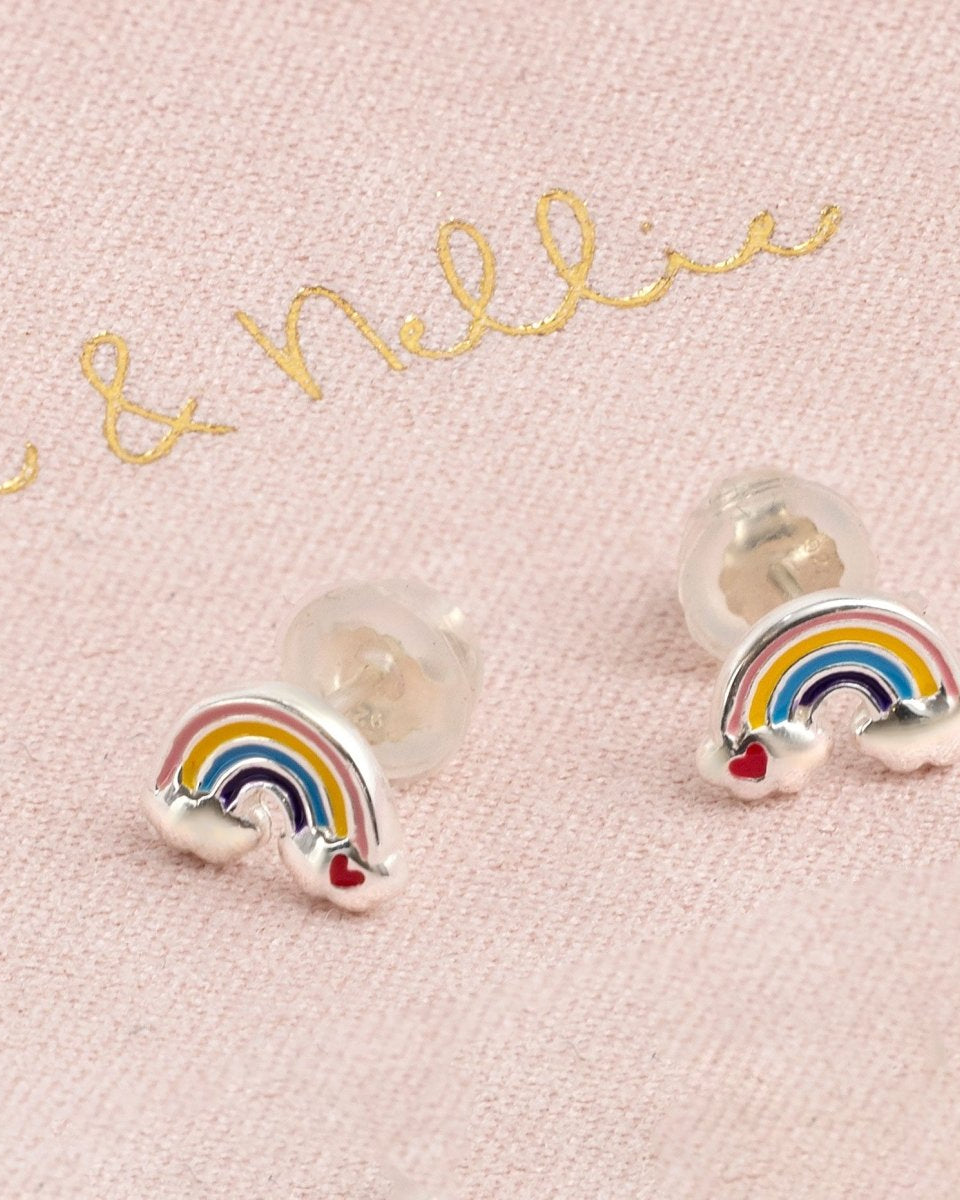 Sterling Silver Earrings Kids Rainbow Stud Earrings Noa & Nellie Sterling Silver Kids Rainbow Stud Earrings – Children’s Jewellery by Noa & Nellie