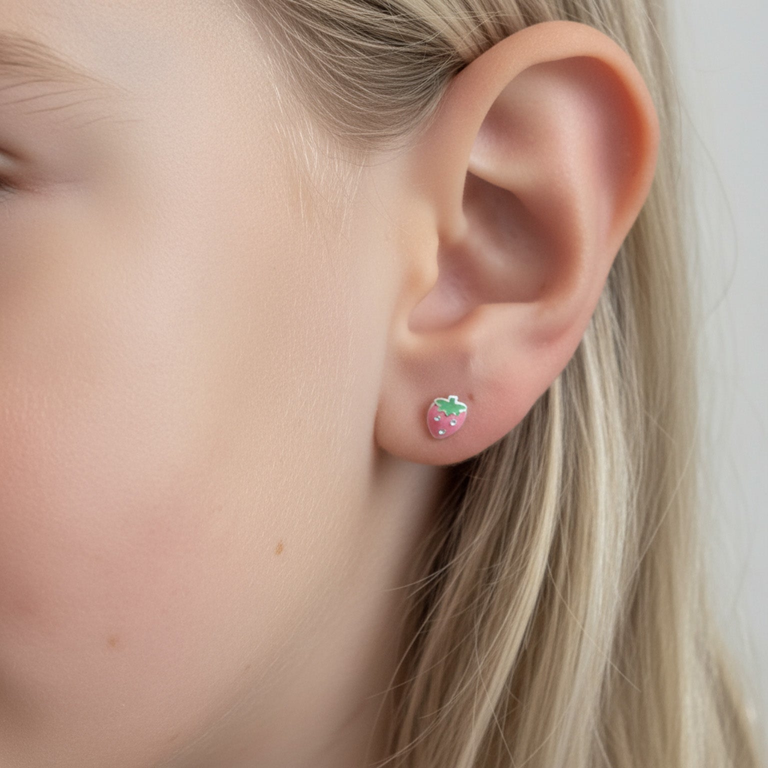 Sterling Silver Earrings Kids Strawberry Stud Earrings Noa & Nellie Sterling Silver Strawberry Stud Earrings for Kids – Children’s Jewellery by Noa & Nellie