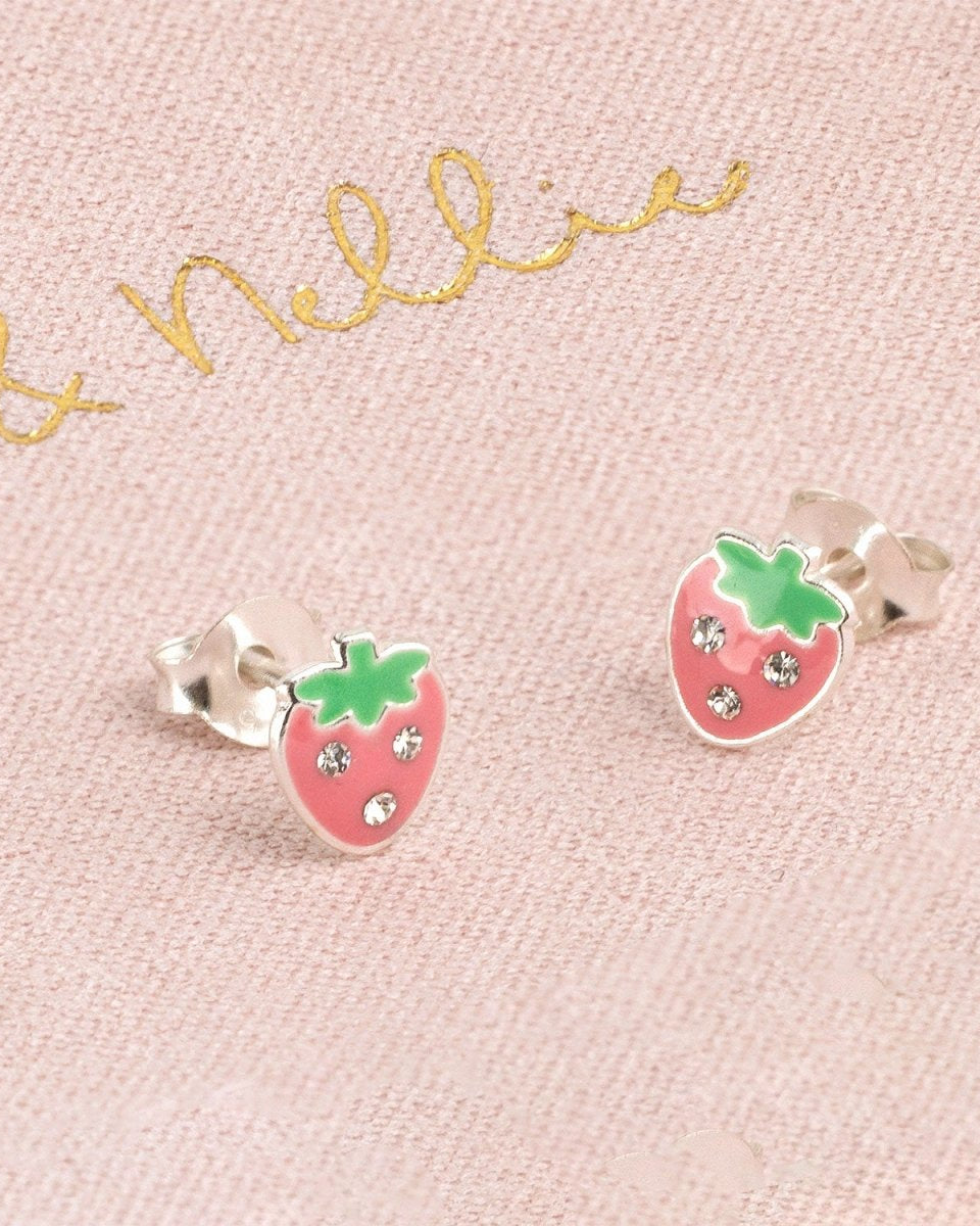 Sterling Silver Earrings Kids Strawberry Stud Earrings Noa & Nellie Sterling Silver Strawberry Stud Earrings for Kids – Children’s Jewellery by Noa & Nellie
