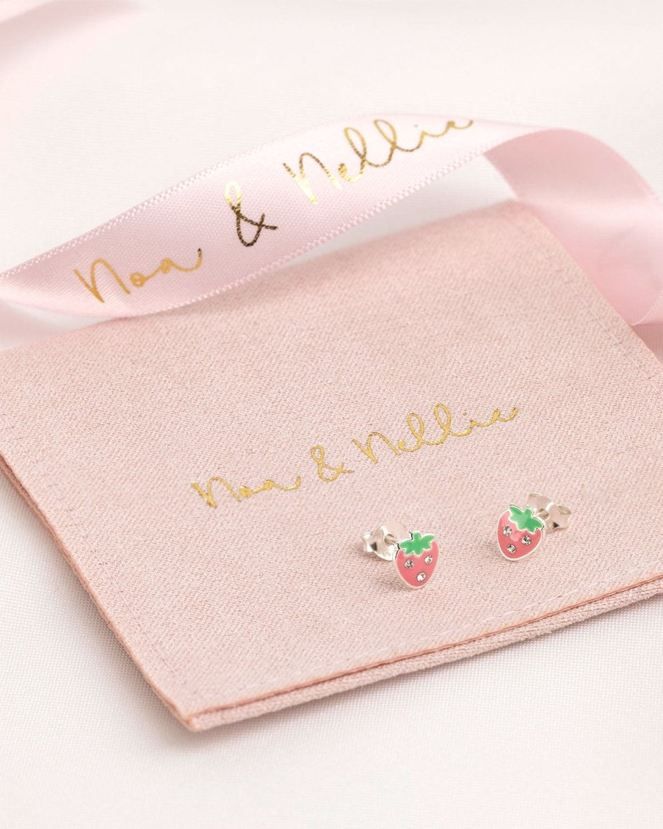 Sterling Silver Earrings Kids Strawberry Stud Earrings Noa & Nellie Sterling Silver Strawberry Stud Earrings for Kids – Children’s Jewellery by Noa & Nellie