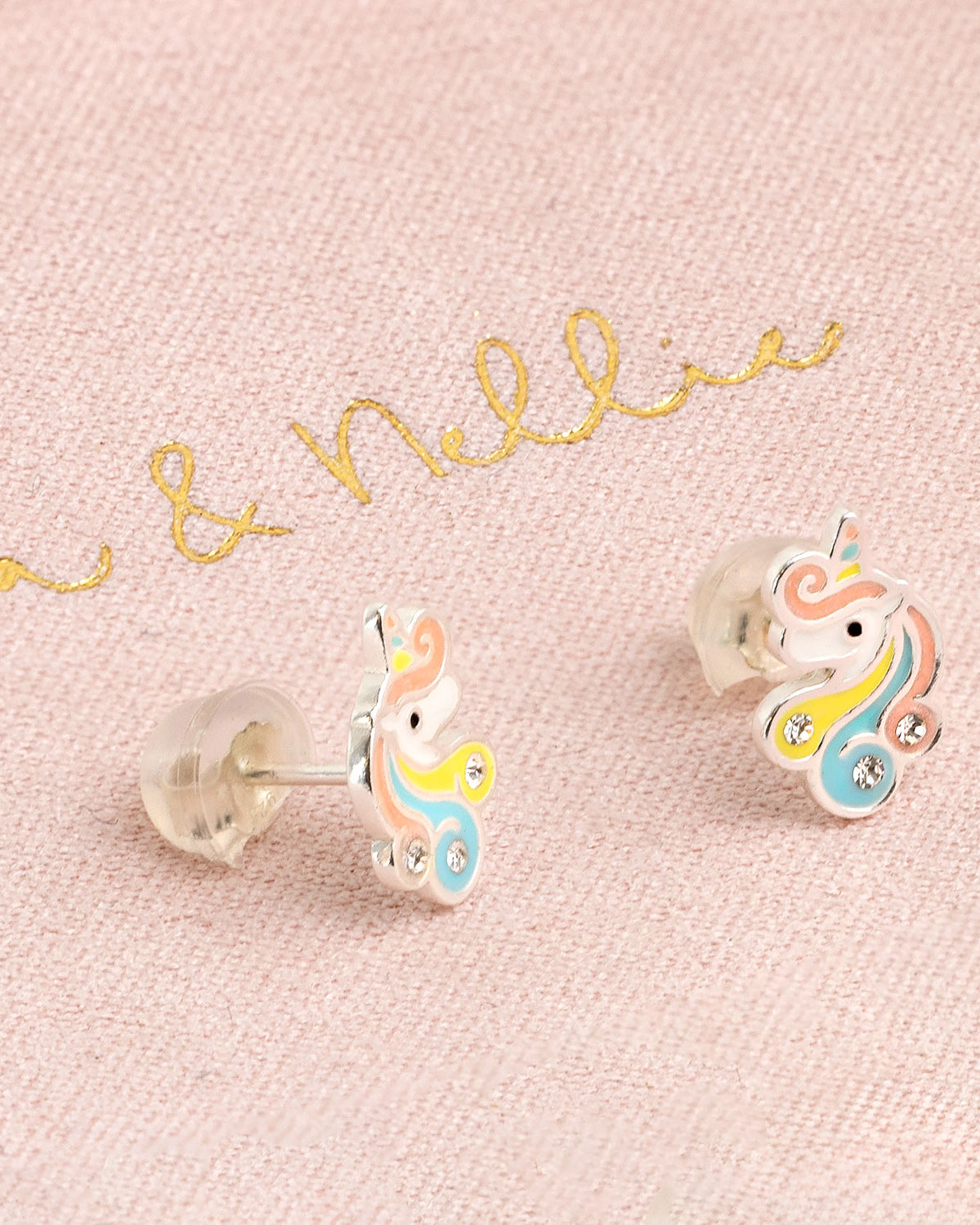Noa & Nellie Earrings Sterling Silver Kids Unicorn Stud Earrings