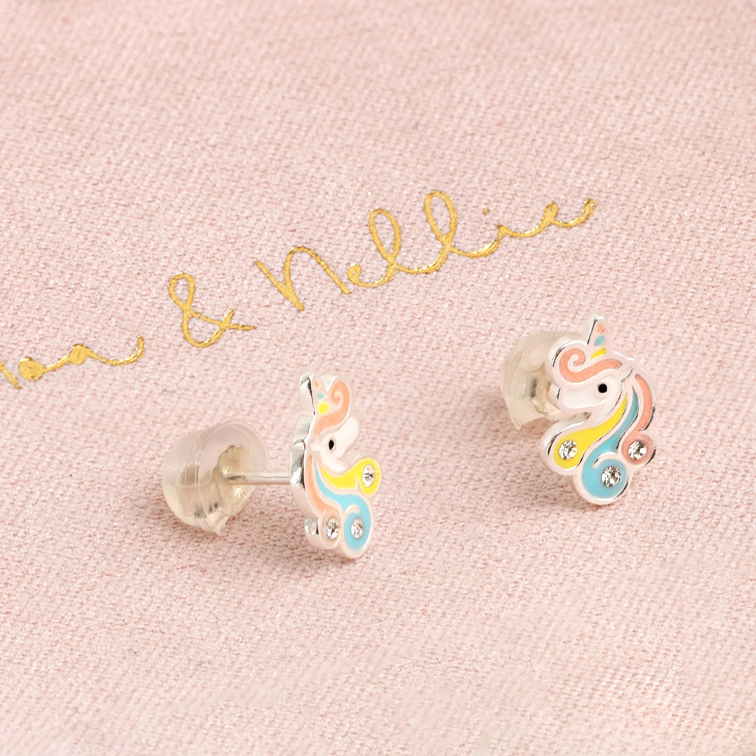 Noa & Nellie Earrings Sterling Silver Kids Unicorn Stud Earrings