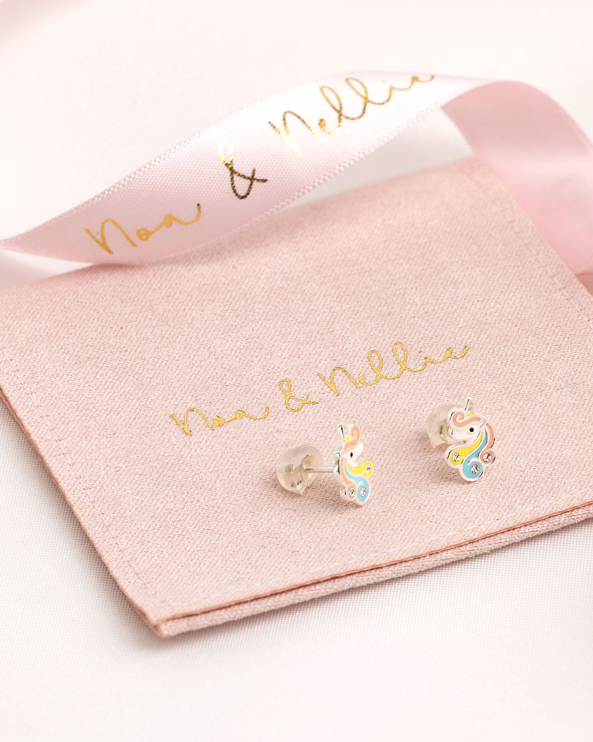 Noa & Nellie Earrings Sterling Silver Kids Unicorn Stud Earrings