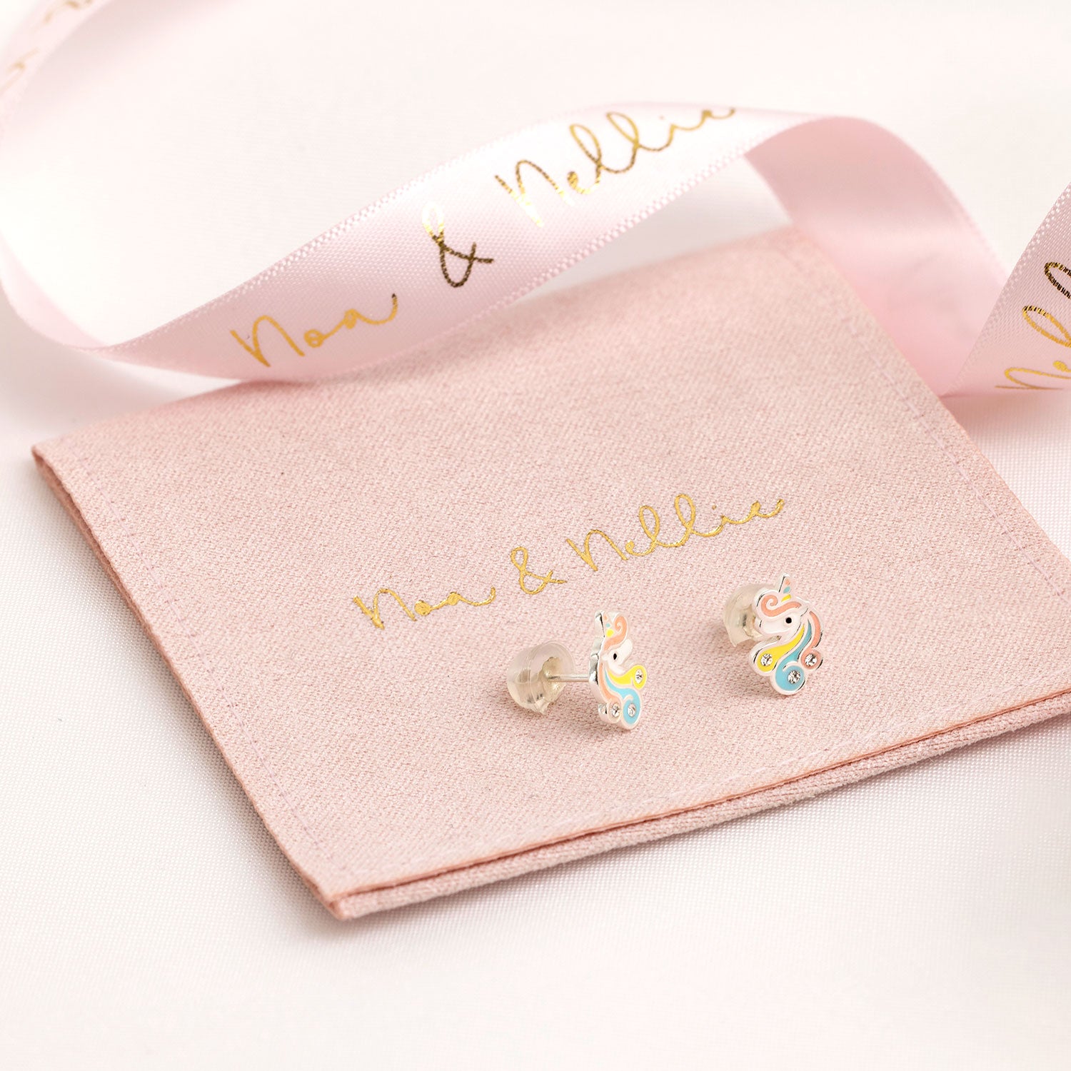 Noa & Nellie Earrings Sterling Silver Kids Unicorn Stud Earrings
