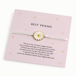 Best Friend Daisy Bracelet – Cute Friendship Gift – Adjustable Cord Bracelet
