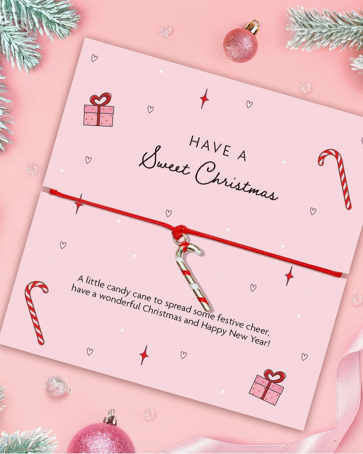 Extra Christmas Candy Cane Bracelet Noa & Nellie Sweet Christmas Candy Cane Bracelet – Festive Jewellery Gift Under £20