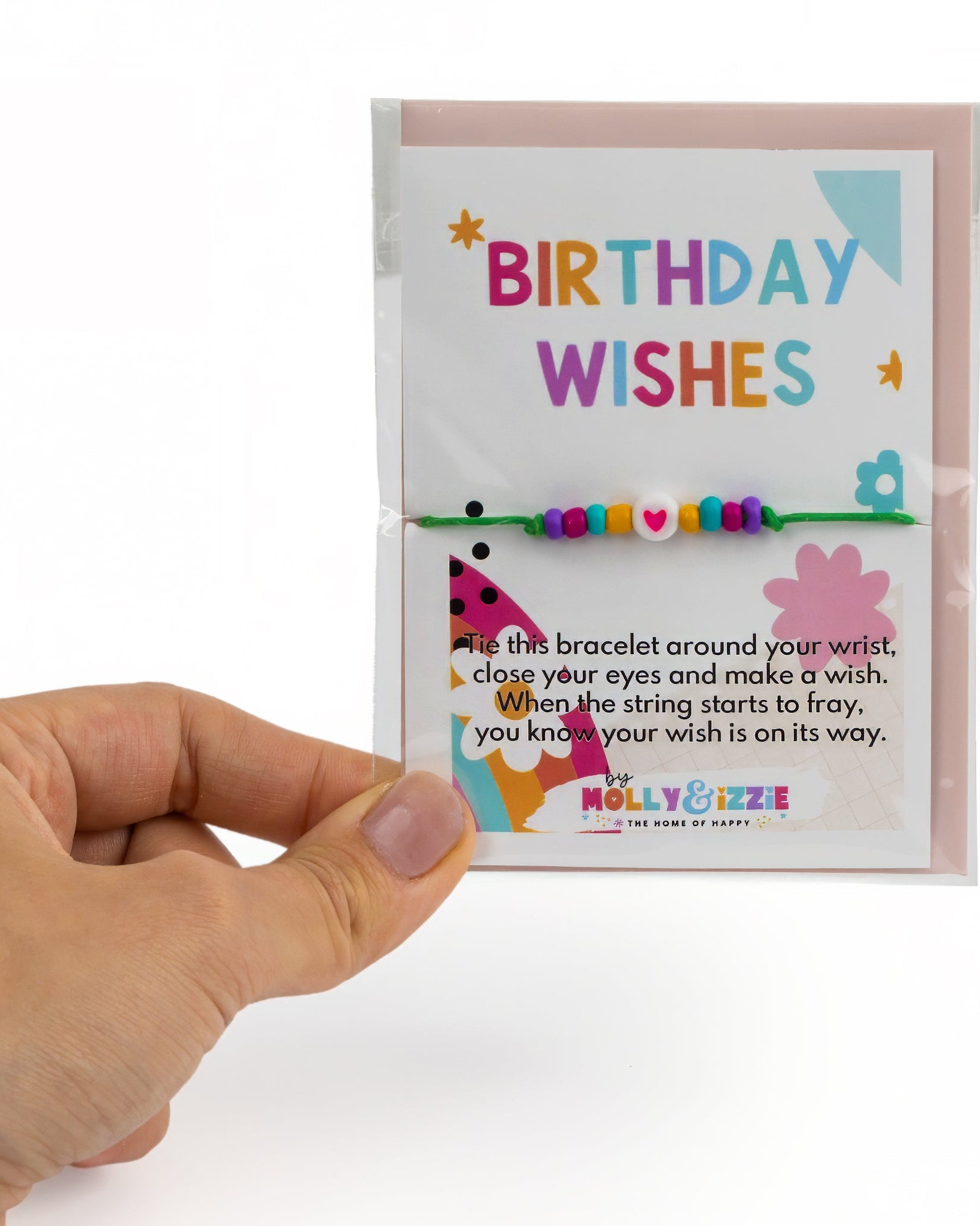 Extra Happy Birthday Mini Beaded Wish Bracelet Noa & Nellie Birthday Mini Wish Bracelet Card | UK Made Wish Bracelet Gift