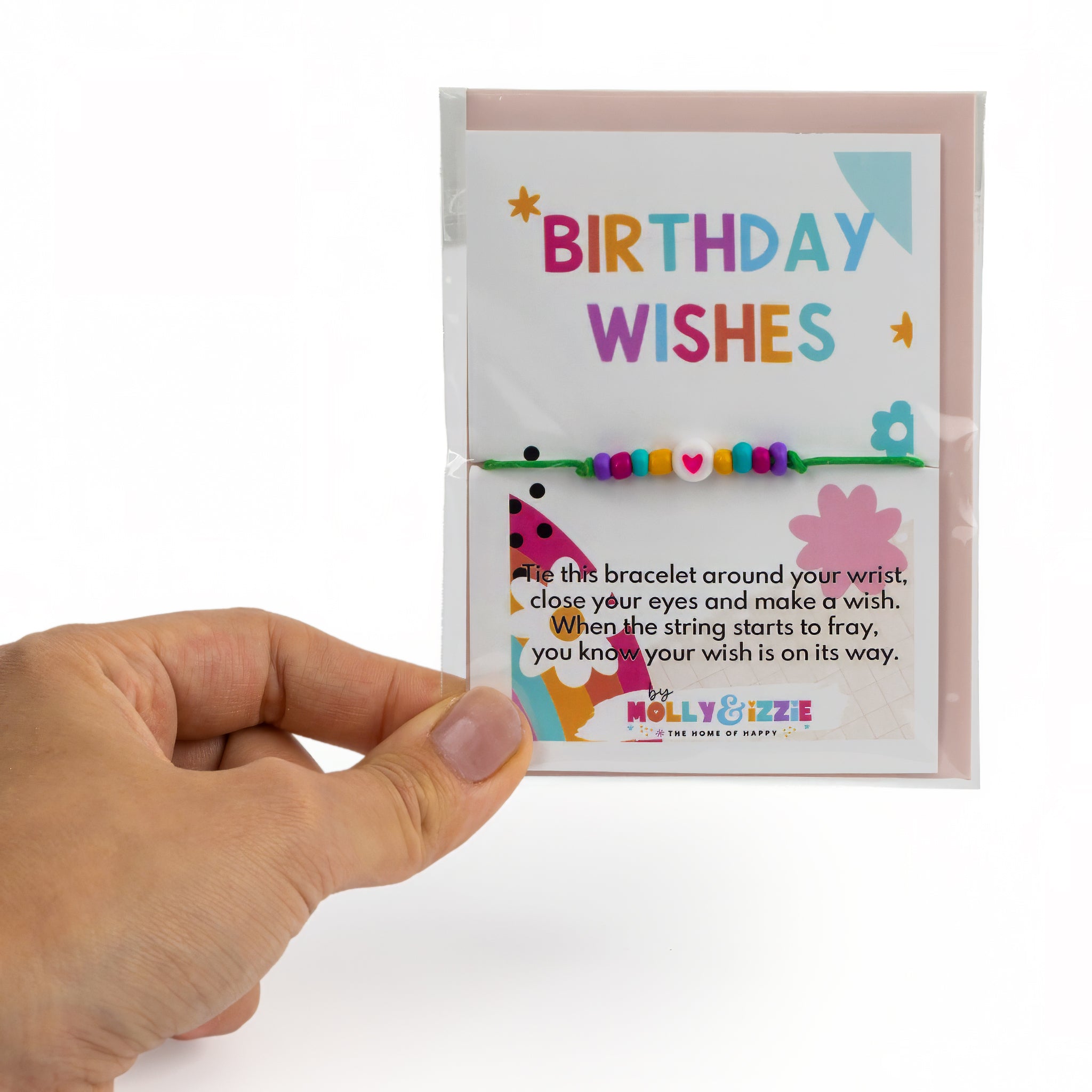 Extra Happy Birthday Mini Beaded Wish Bracelet Noa & Nellie Birthday Mini Wish Bracelet Card | UK Made Wish Bracelet Gift