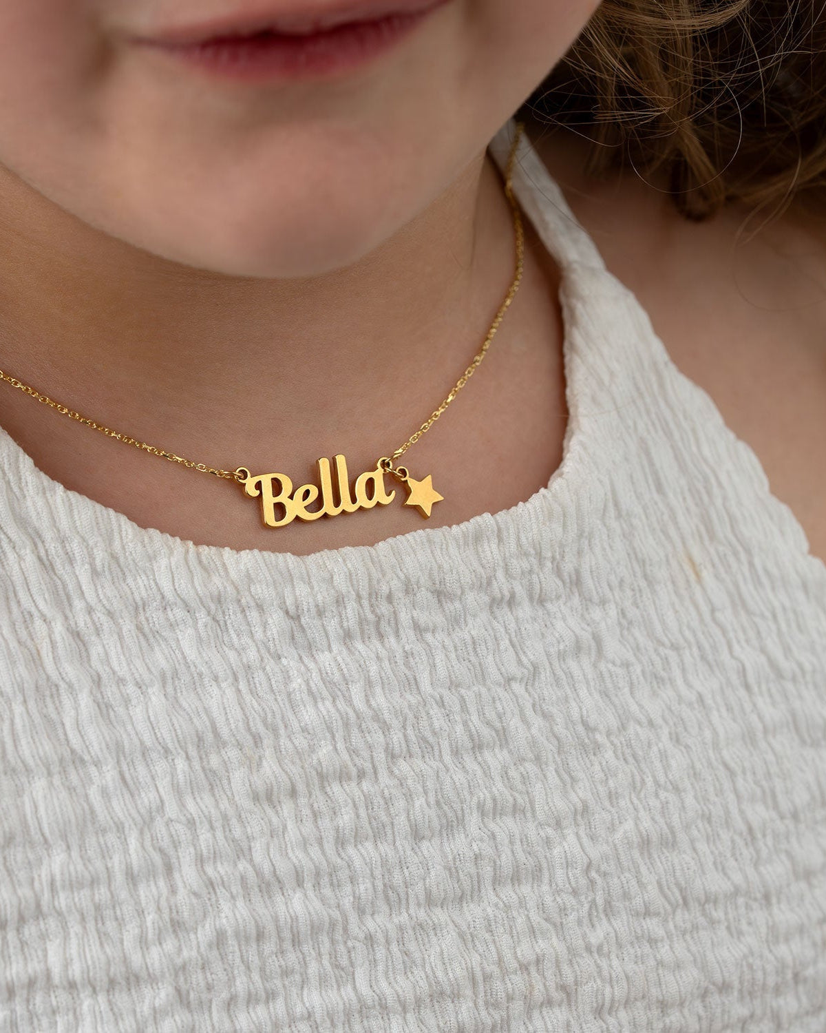 18ct Gold / Style 1 / 14" Inches Necklace Personalised Kids Necklace Noa & Nellie Custom Kids Name Necklace – Personalised Children’s Jewellery in Gold or Silver – Font2