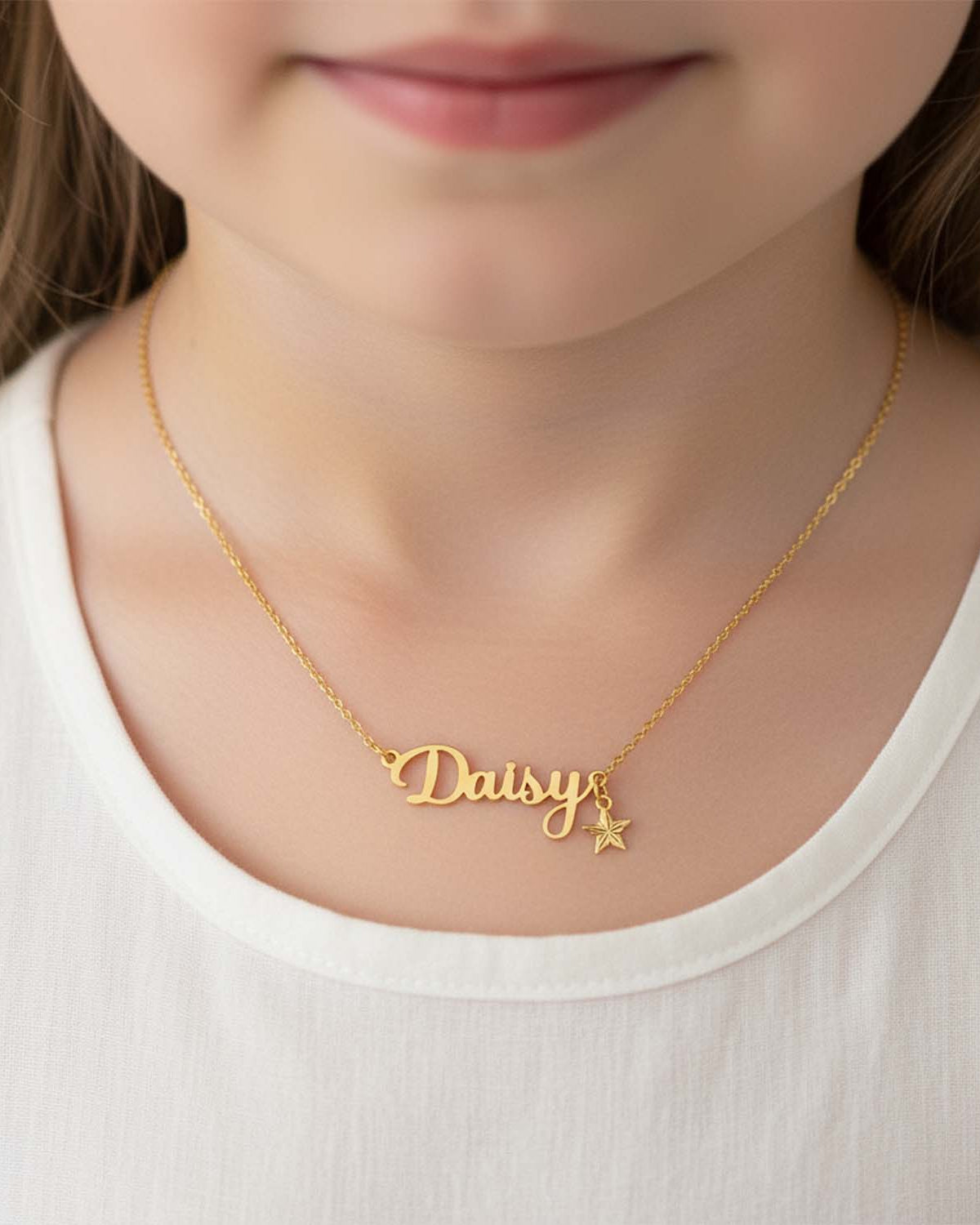Gold / Style 1 / 14" Inches Necklace You’re A Star Kids Personalised Name Necklace & Star Charm Noa & Nellie You’re A Star Personalised Name Necklace – Kids & Children’s – Gold, Silver & Vermeil