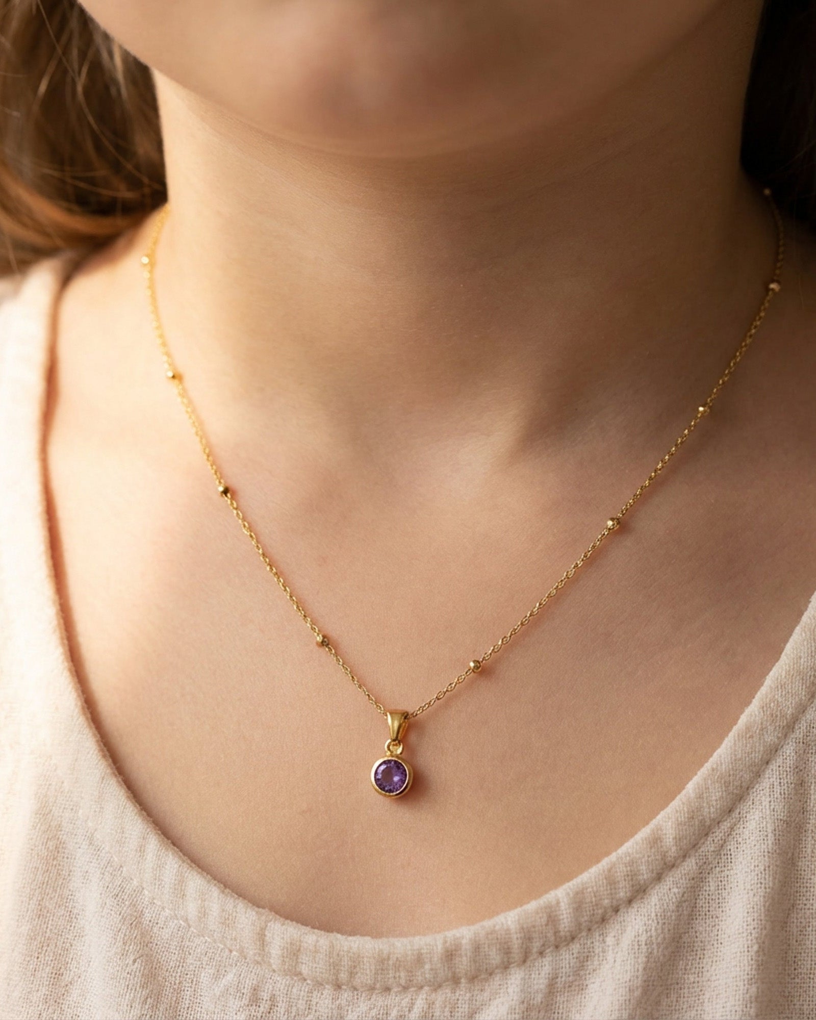 Necklace Kids Birthstone Necklace Noa & Nellie Kids Birthstone Necklace - Children's Birthstone Necklace in Sterling Silver