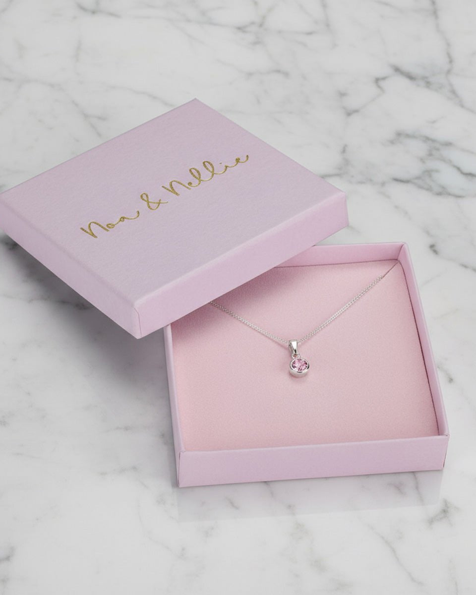 Necklace Kids Birthstone Necklace Noa & Nellie Kids Birthstone Necklace - Children's Birthstone Necklace in Sterling Silver