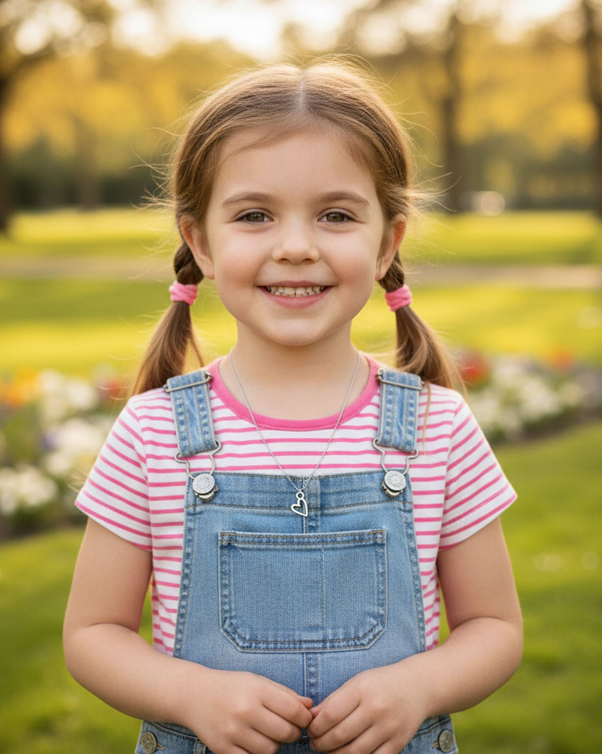 Necklace Kids Heart Necklace Noa & Nellie Kids Heart Necklace in Gold or Silver – Dainty Open Heart Pendant – 12"–16"