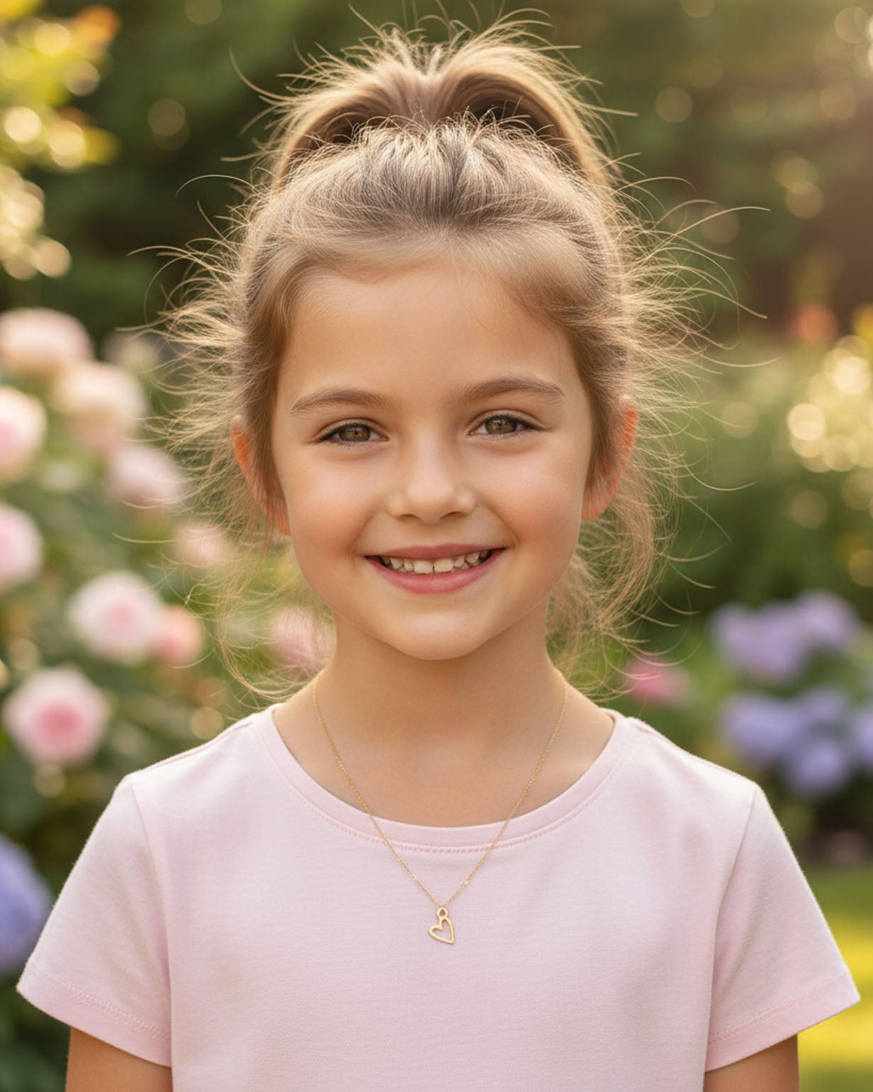 Necklace Kids Heart Necklace Noa & Nellie Kids Heart Necklace in Gold or Silver – Dainty Open Heart Pendant – 12"–16"
