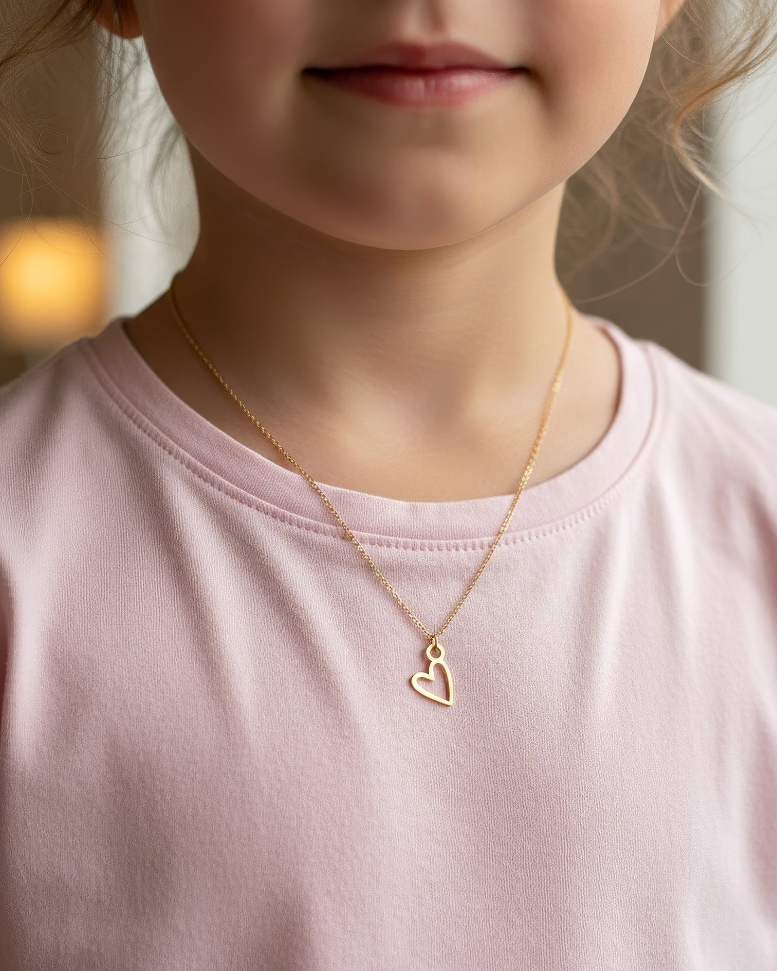 Necklace Kids Heart Necklace Noa & Nellie Kids Heart Necklace in Gold or Silver – Dainty Open Heart Pendant – 12"–16"