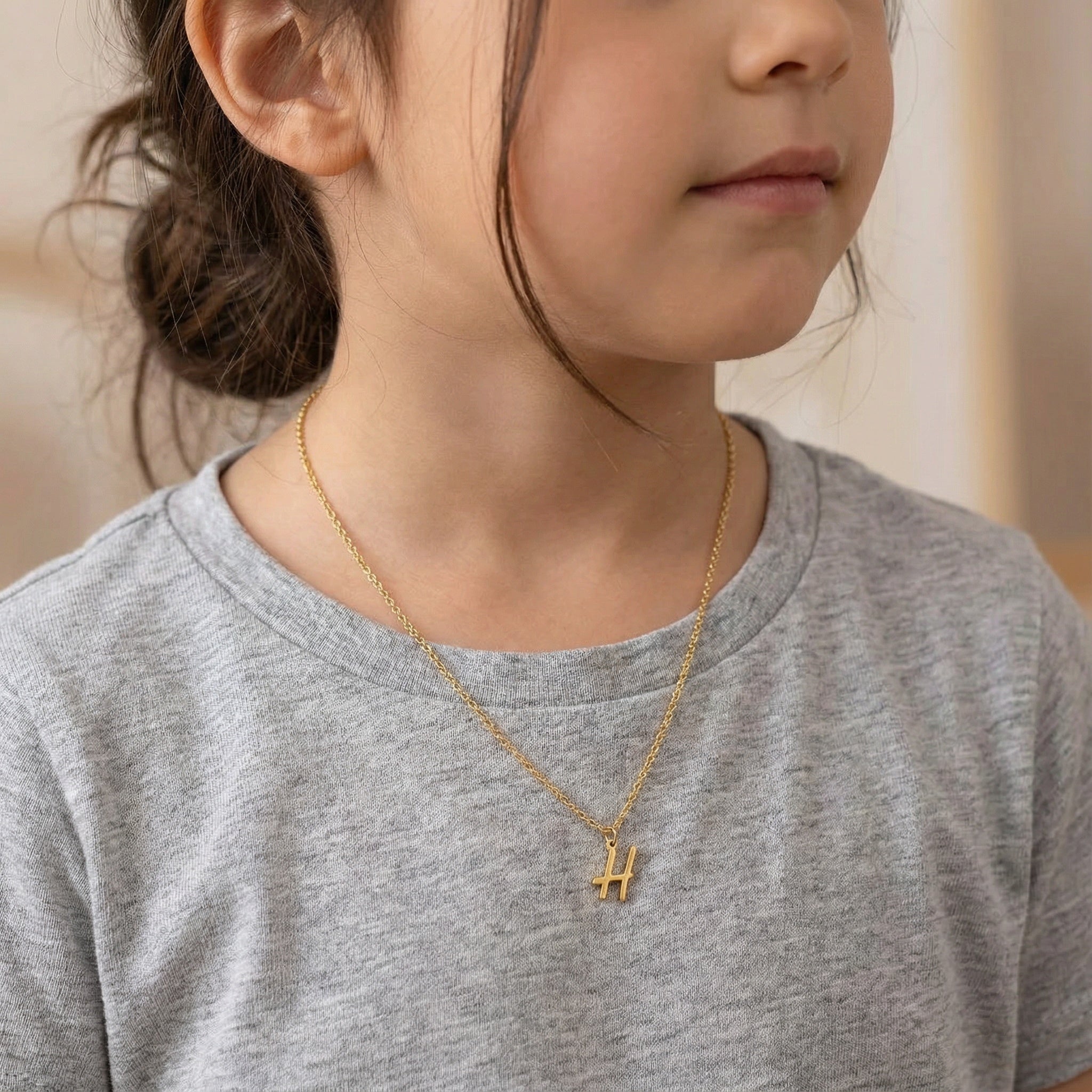 Necklace Kids Initial Necklace Noa & Nellie Kids Initial Necklace - Children's Initial Necklace in Gold & Silver
