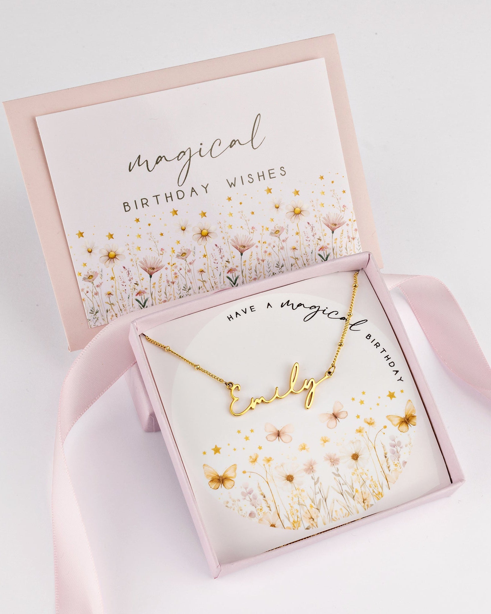 Necklace Kids Magical Birthday Name Necklace Noa & Nellie Magical Birthday Personalised Name Necklace – Kids – With Optional Age Badge