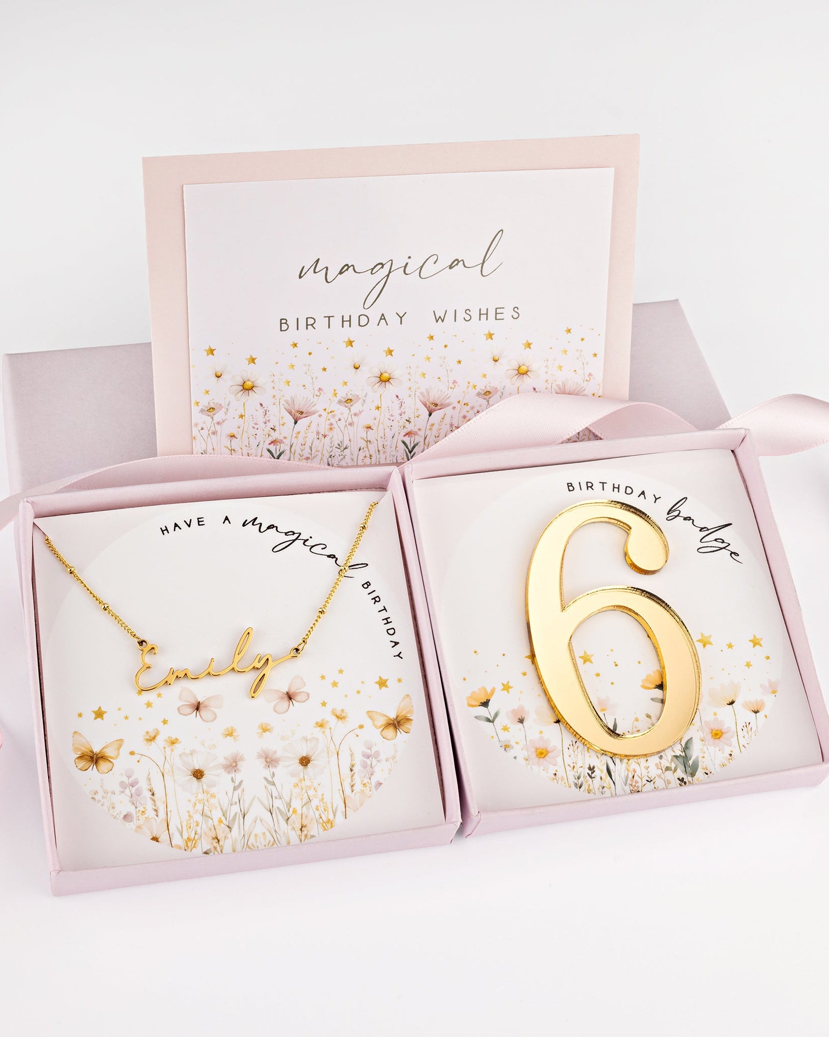 Necklace Kids Magical Birthday Name Necklace Noa & Nellie Magical Birthday Personalised Name Necklace – Kids – With Optional Age Badge