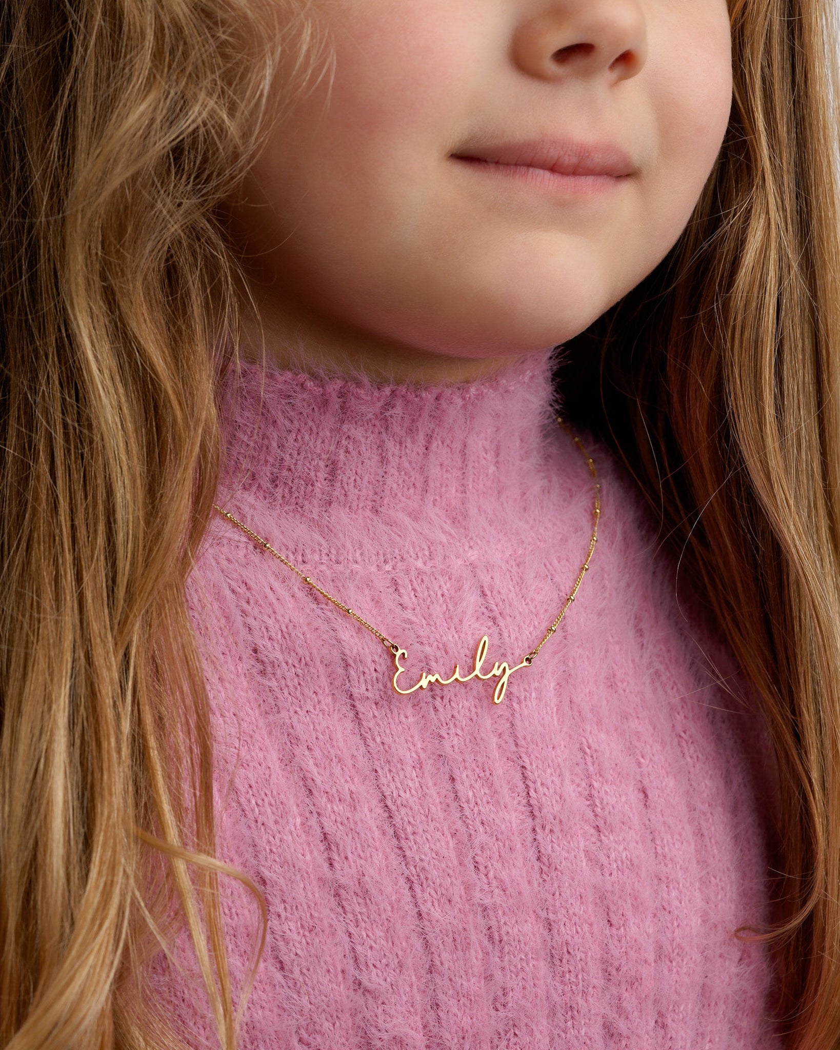 Vermeil / Style 1 / 14" Inches Necklace Personalised Kids Necklace Noa & Nellie Kids Name Necklace "Ruby" – Personalised Children’s Jewellery in Gold or Silver – Font1