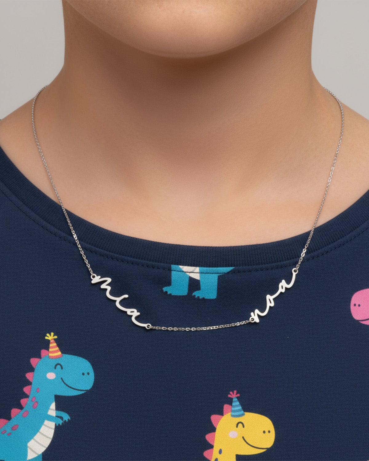Silver / Style 1 / 14" Inches Necklace Kids Double Name Necklace Noa & Nellie Kids Double Name Necklace – Children’s Personalised Multiple Name Gift in Gold & Silver