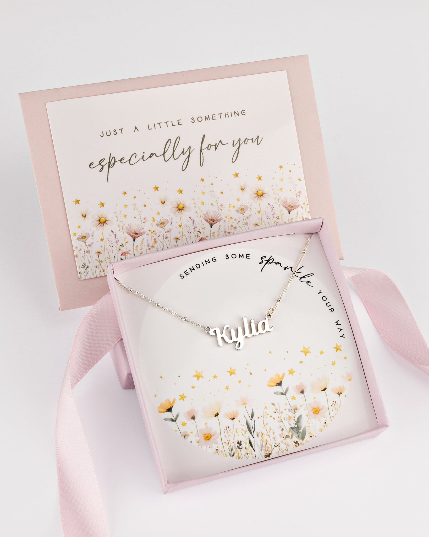 Silver / Style 1 / 14" Inches Necklace Sending Some Sparkle Kids Name Necklace Noa & Nellie Sending Some Sparkle Personalised Name Necklace – Kids & Children’s – Gold, Silver & Vermeil