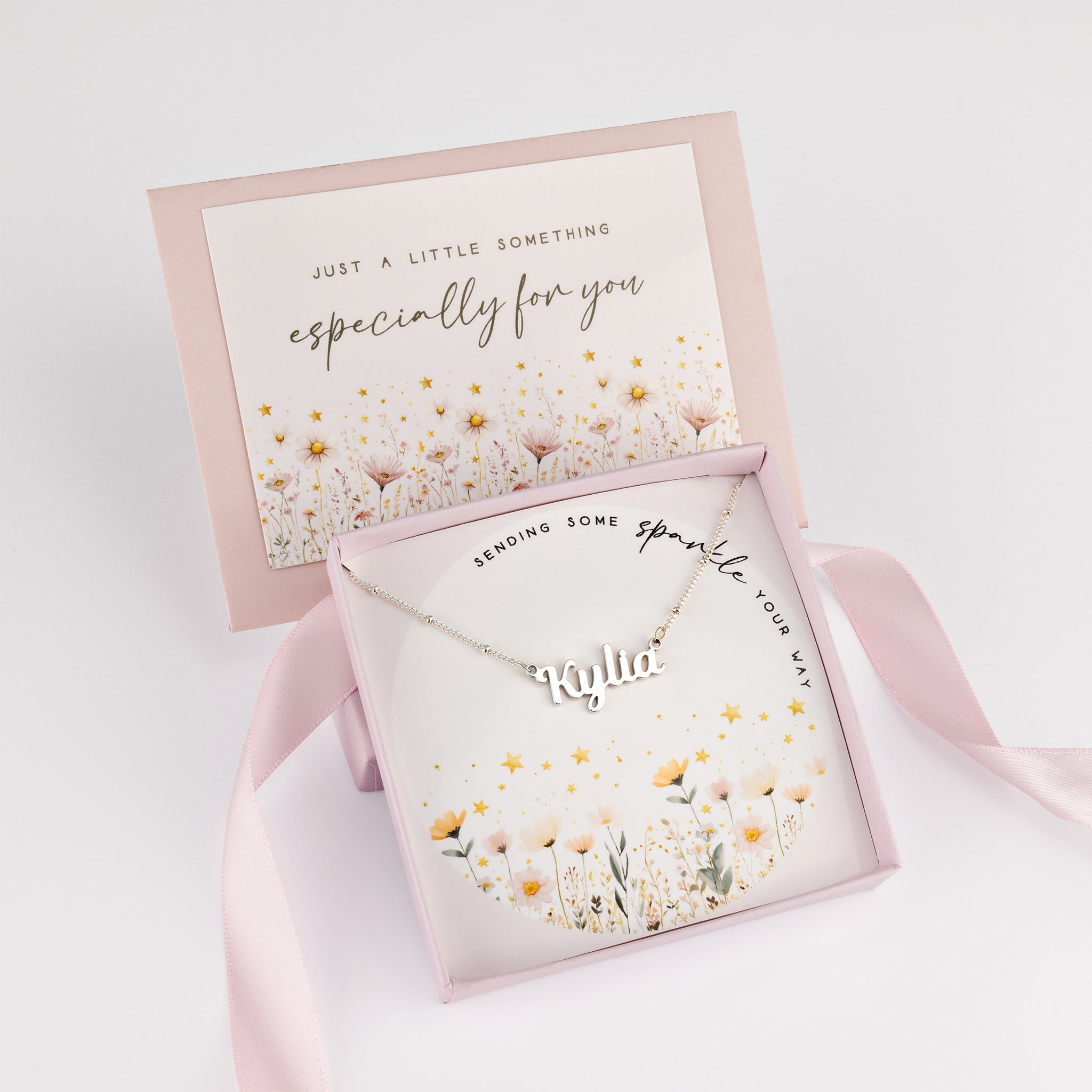 Silver / Style 1 / 14" Inches Necklace Sending Some Sparkle Kids Name Necklace Noa & Nellie Sending Some Sparkle Personalised Name Necklace – Kids & Children’s – Gold, Silver & Vermeil